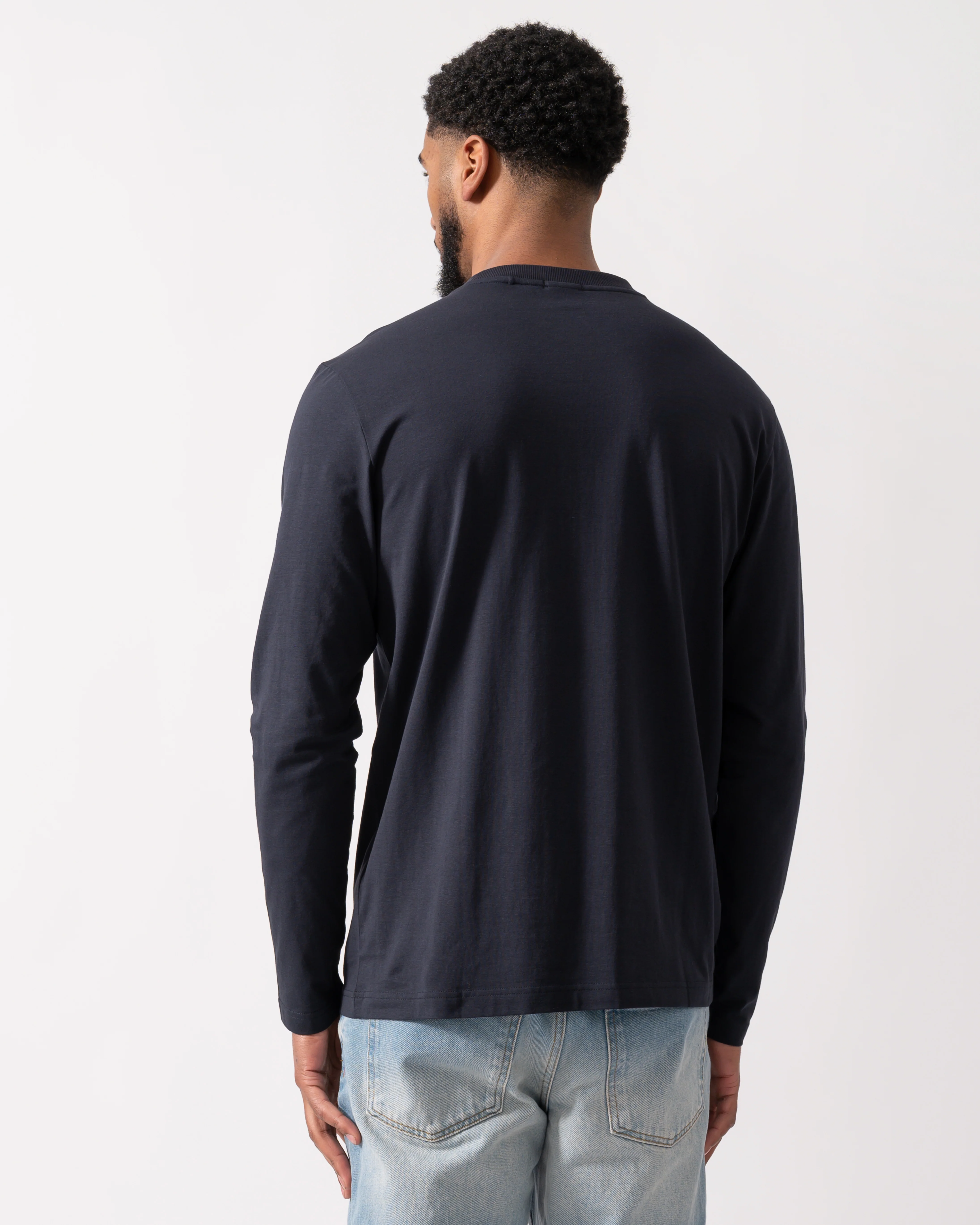BOSS Green Tee Mens Stretch-Cotton T-Shirt with Contrast Logo - Dark Blue 402 - Image 4