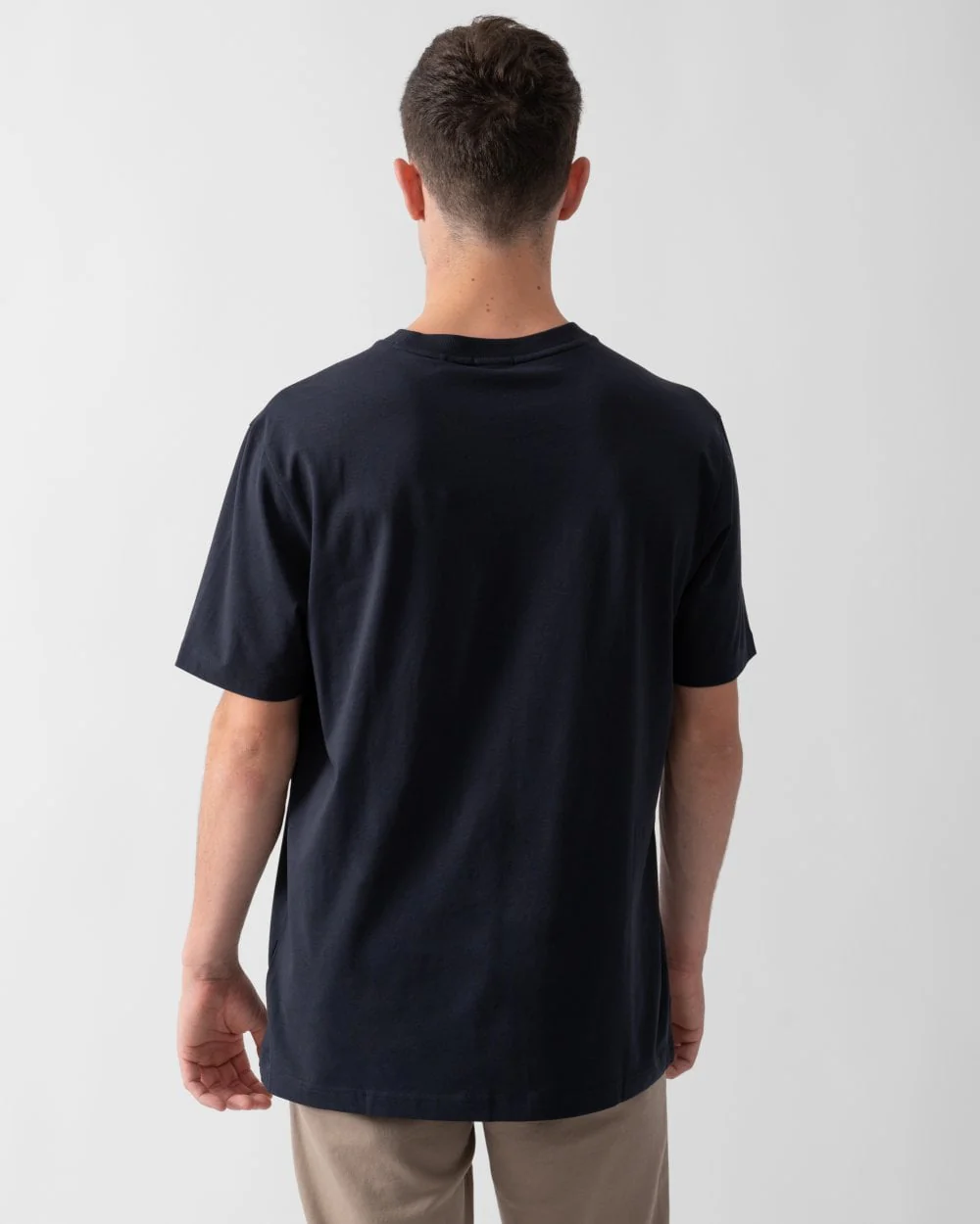 BOSS Green Tee Mens Stretch Cotton T-Shirt with Contrast Logo - Dark Blue 404 - Image 4