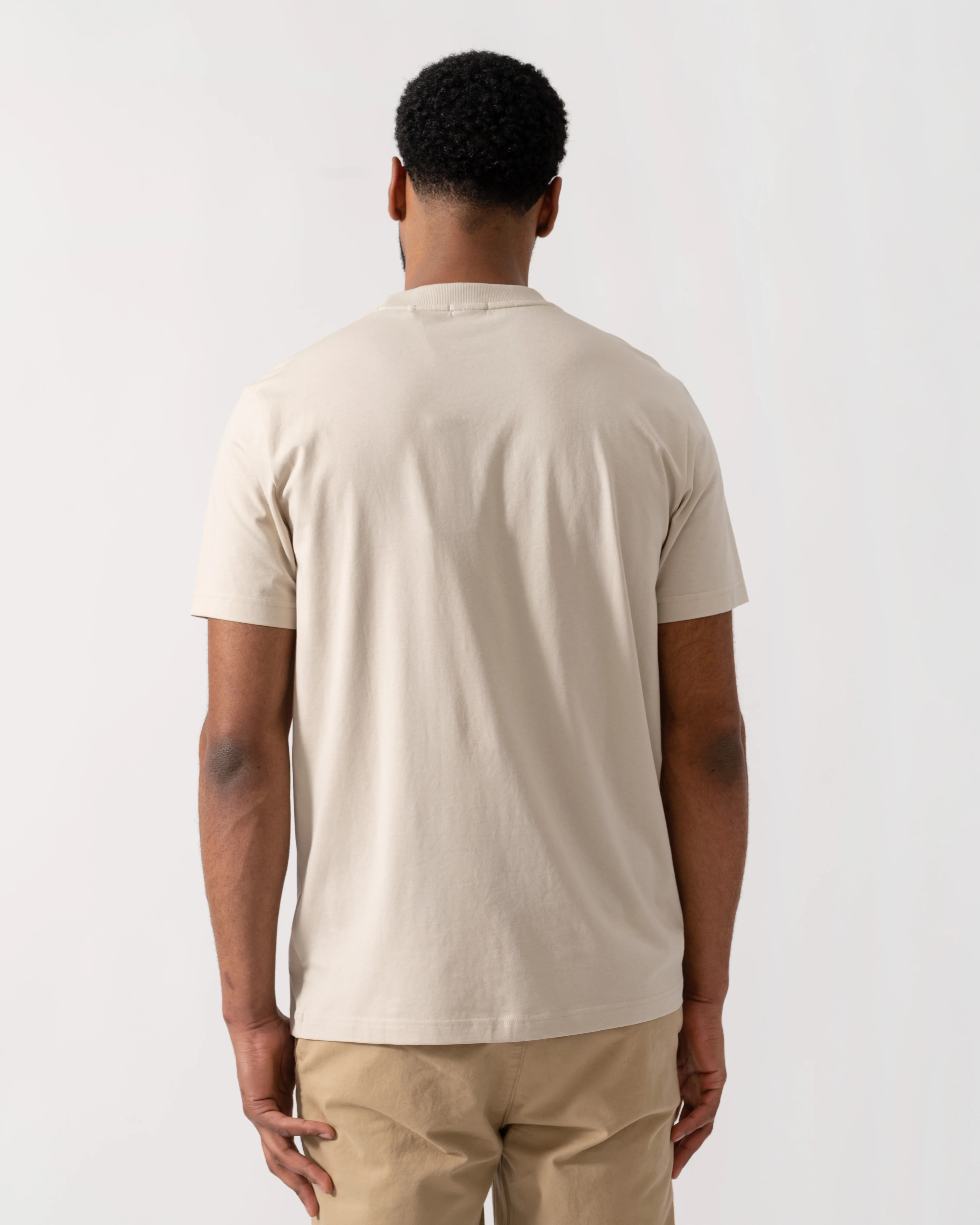 BOSS Green Mens Tee Stretch Cotton T-Shirt with Contrast Logo - Light Beige 275 - Image 4