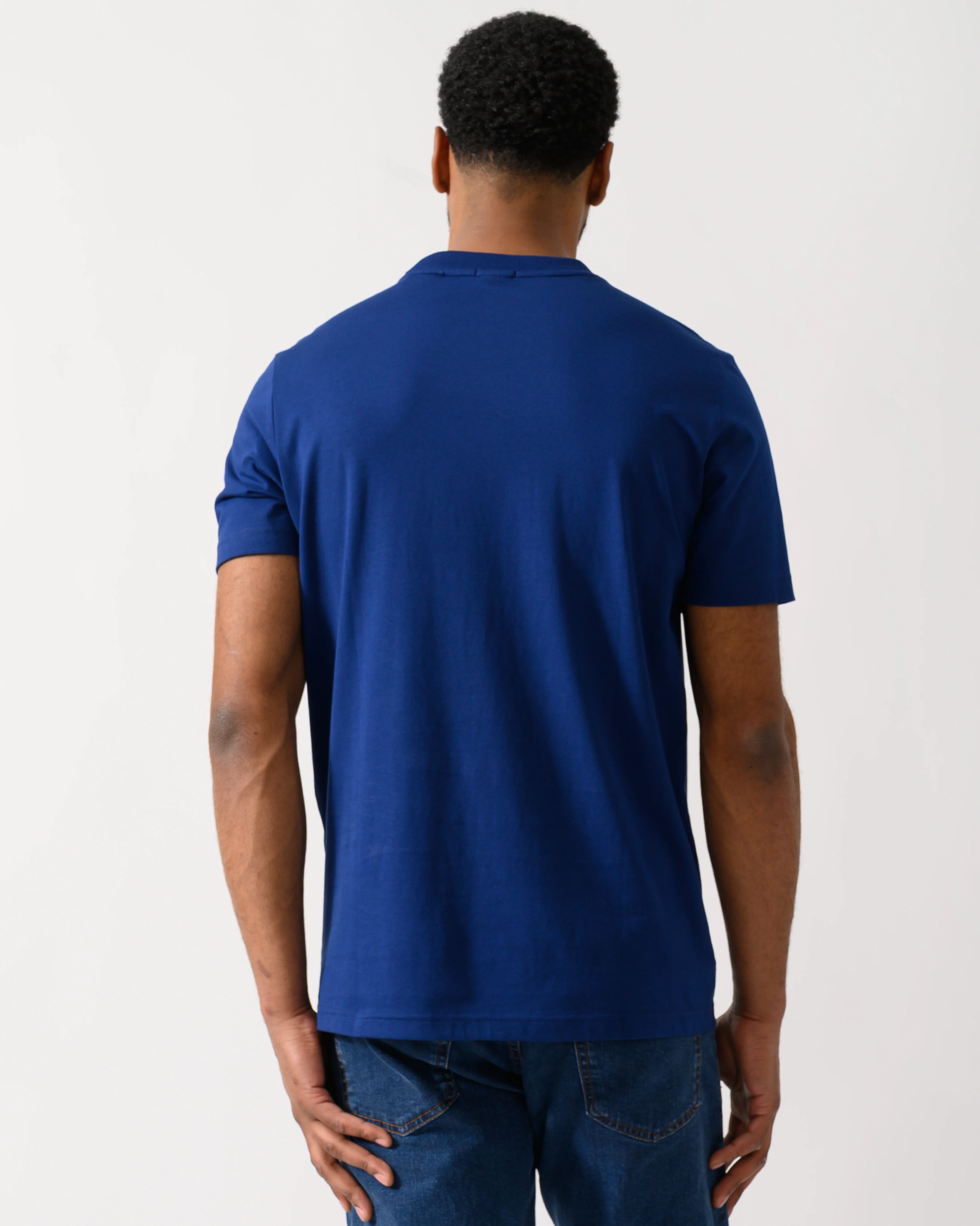 BOSS Green Tee Mens Stretch Cotton T-Shirt with Contrast Logo - Navy 419 - Image 4