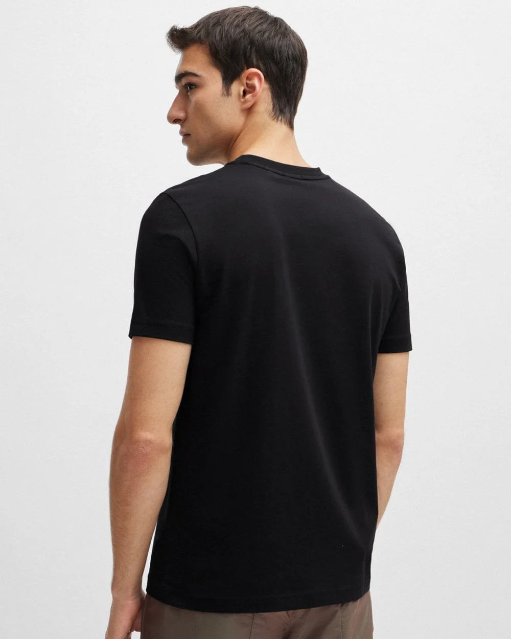 BOSS Green Tee Mens Stretch Cotton T-Shirt with Contrast Logo NOS - Black 001 - Image 4