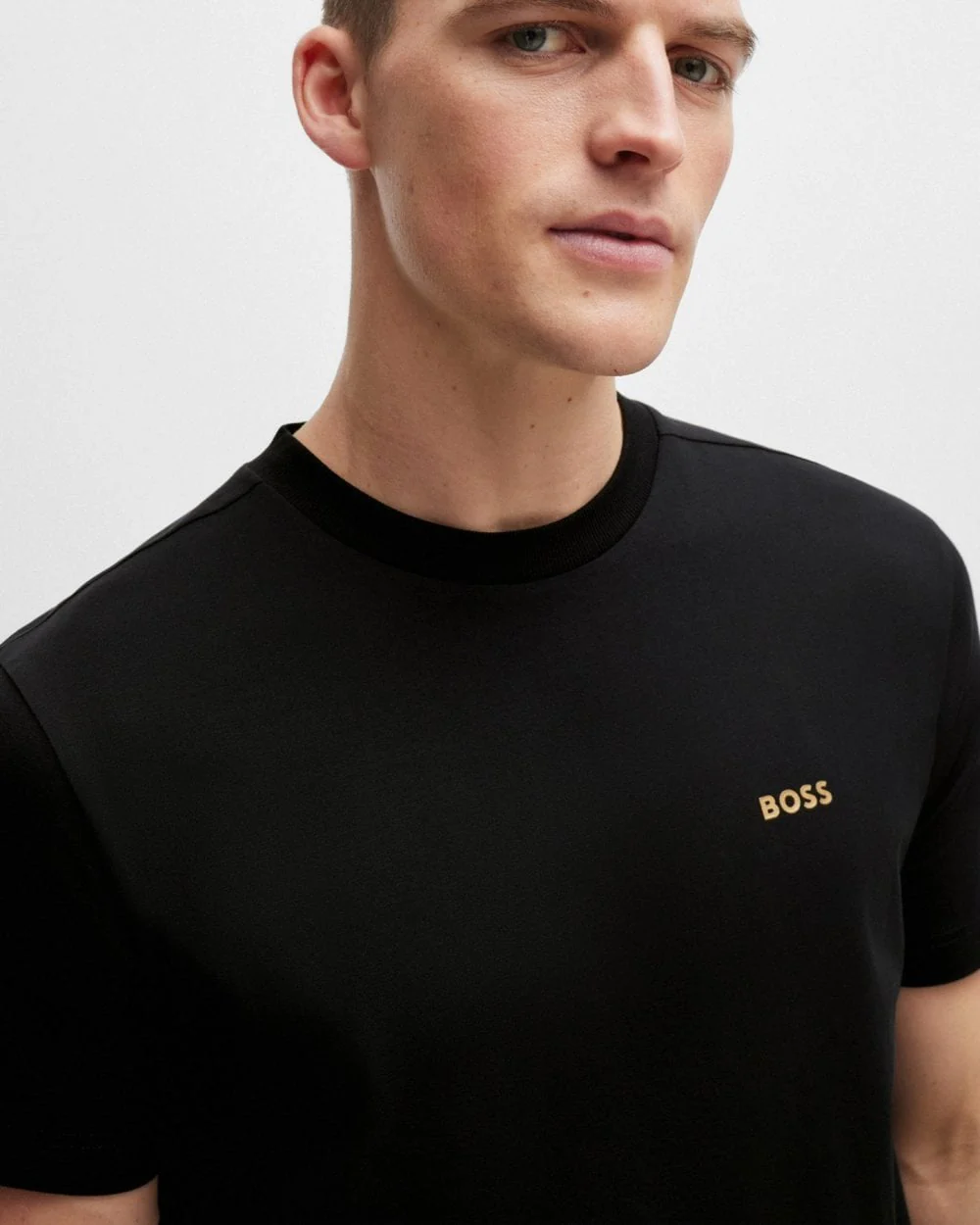 BOSS Green Tee Mens Stretch Cotton T-Shirt with Contrast Logo NOS - Black 002 - Image 2