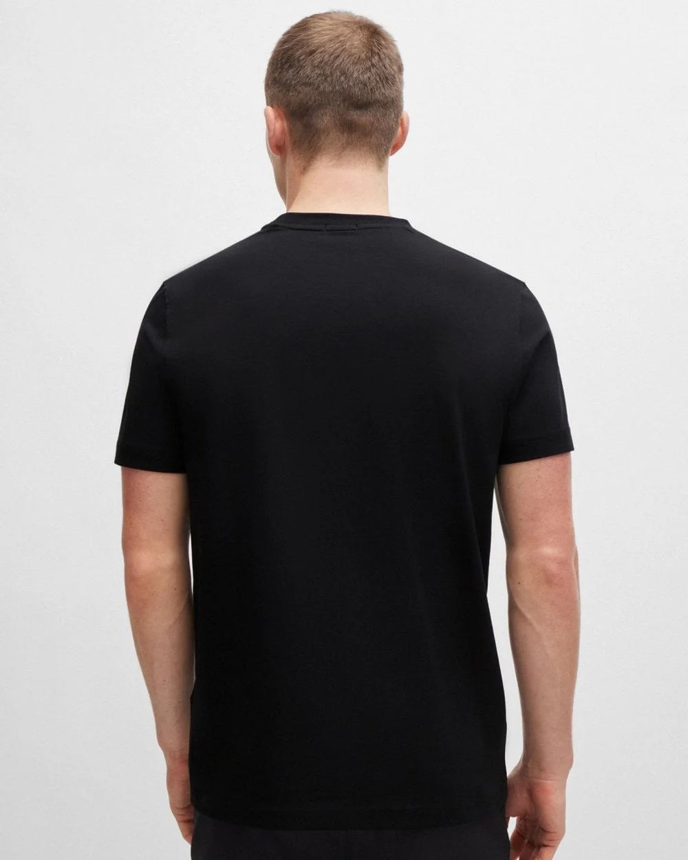 BOSS Green Tee Mens Stretch Cotton T-Shirt with Contrast Logo NOS - Black 002 - Image 4