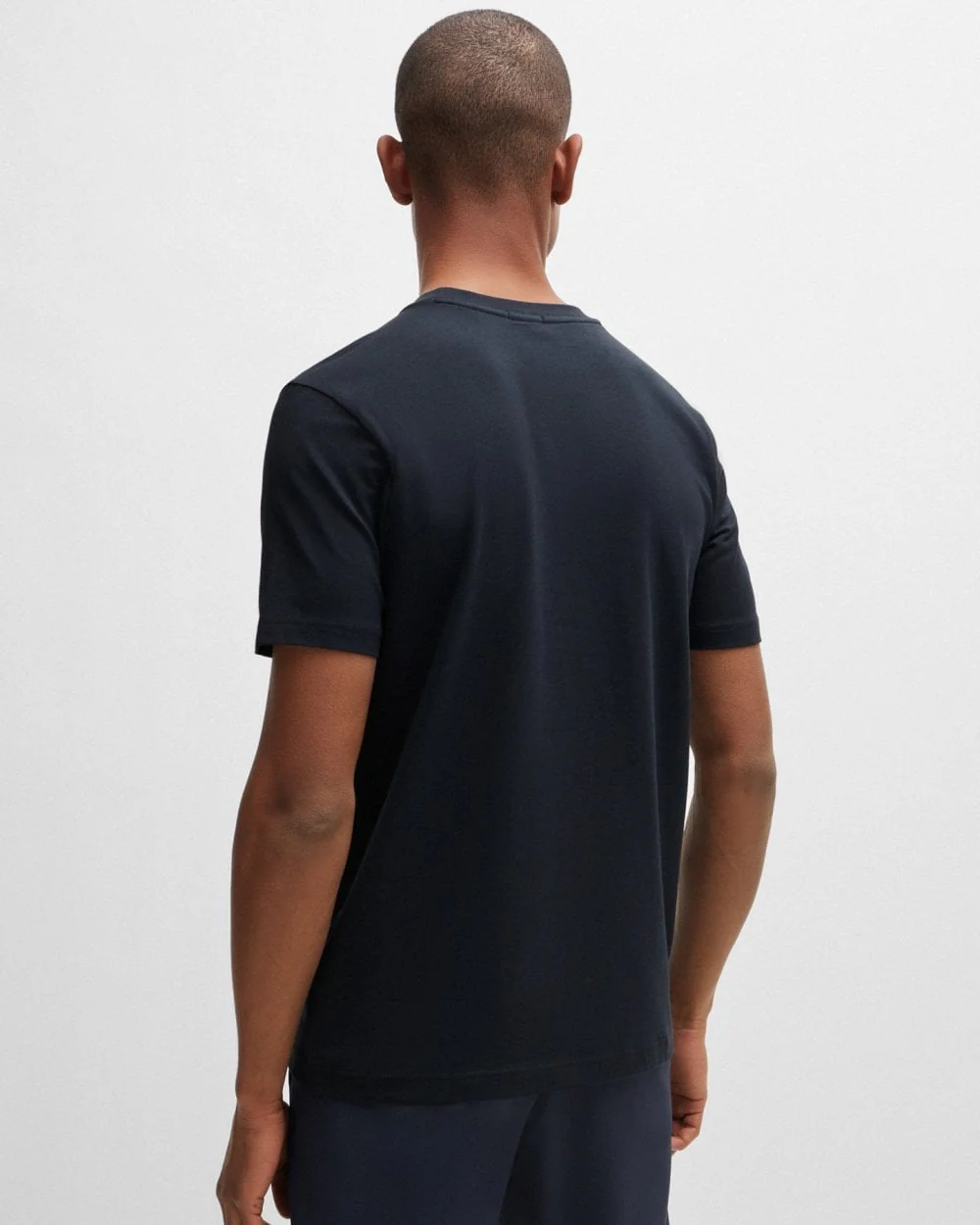 BOSS Green Tee Mens Stretch Cotton T-Shirt with Contrast Logo NOS - Dark Blue 401 - Image 4