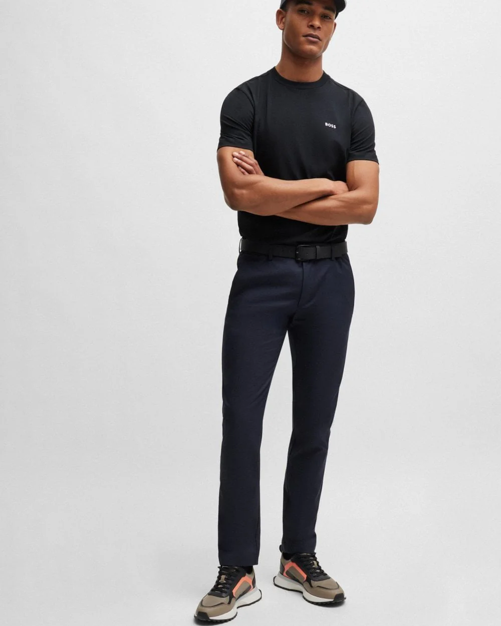 BOSS Green Tee Mens Stretch Cotton T-Shirt with Contrast Logo NOS - Dark Blue 402 - Image 3