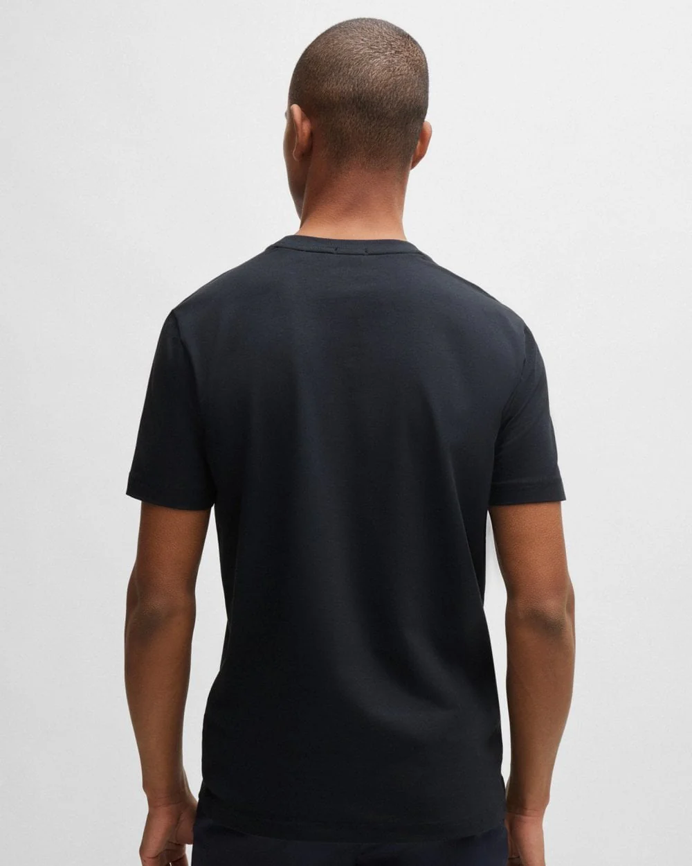 BOSS Green Tee Mens Stretch Cotton T-Shirt with Contrast Logo NOS - Dark Blue 402 - Image 4