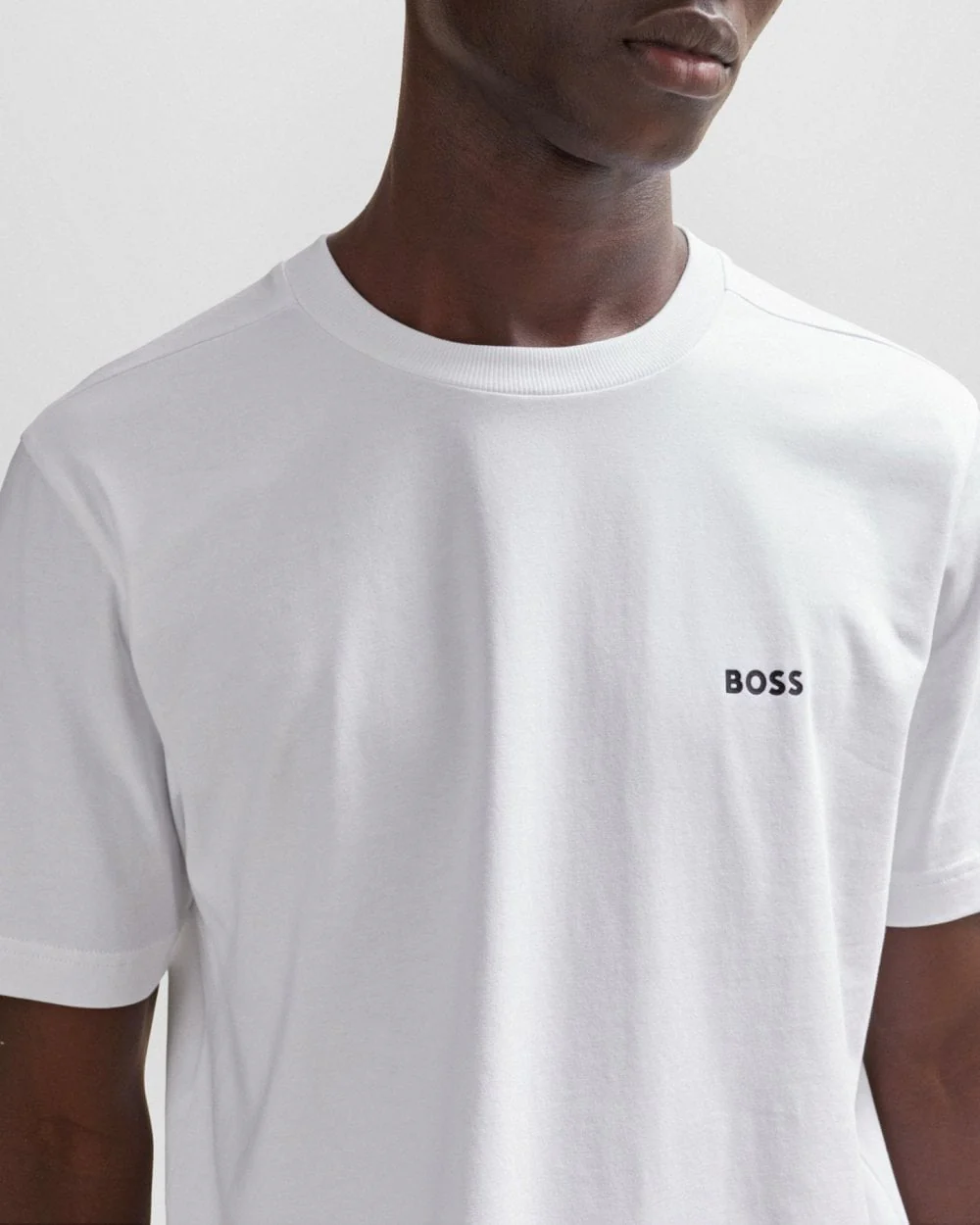 BOSS Green Tee Mens Stretch Cotton T-Shirt with Contrast Logo NOS - White 100 - Image 2