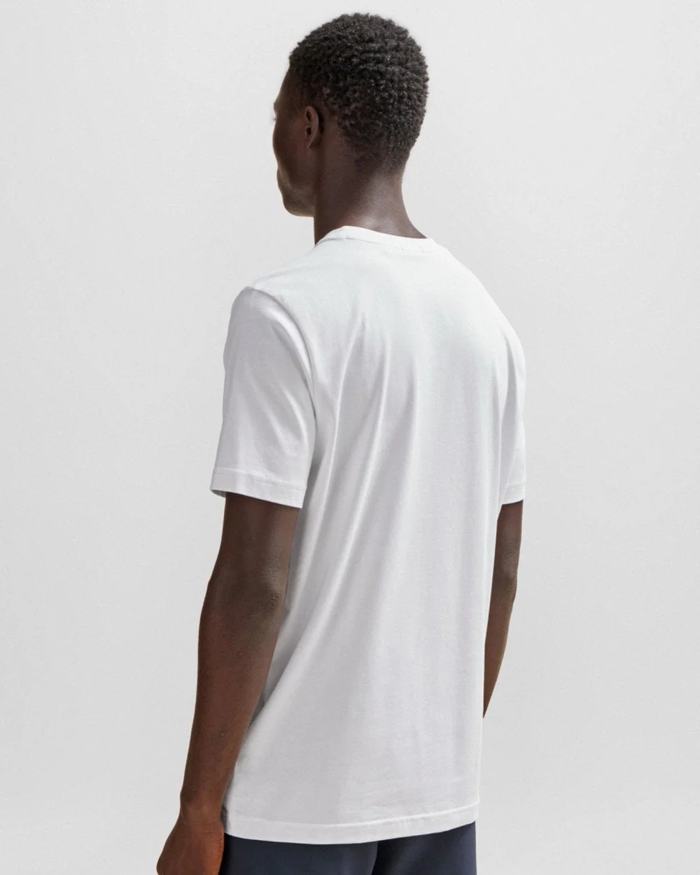 BOSS Green Tee Mens Stretch Cotton T-Shirt with Contrast Logo NOS - White 100 - Image 4