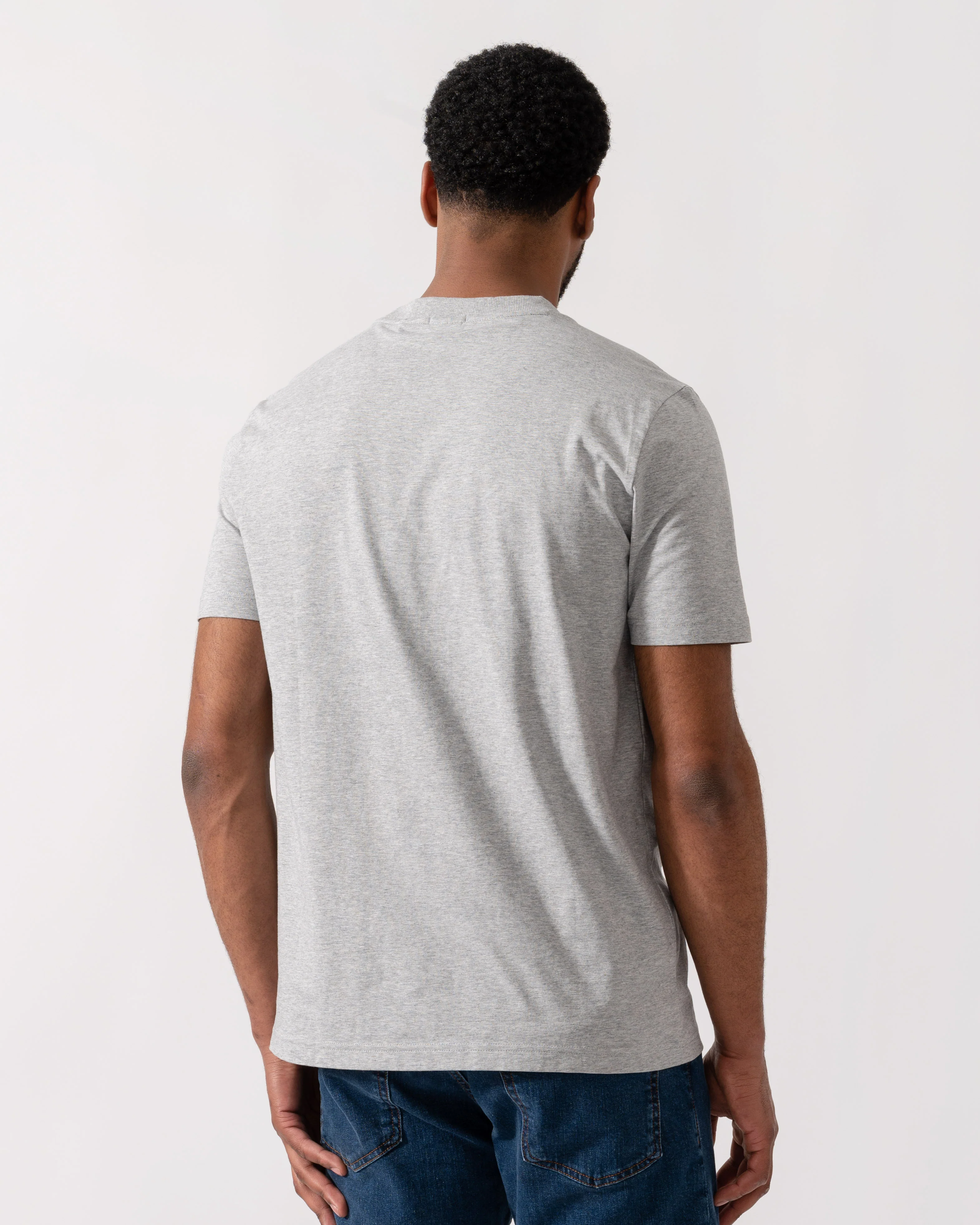 BOSS Green Mens Tee Stretch Cotton T-Shirt with Contrast Logo - Silver 043 - Image 4