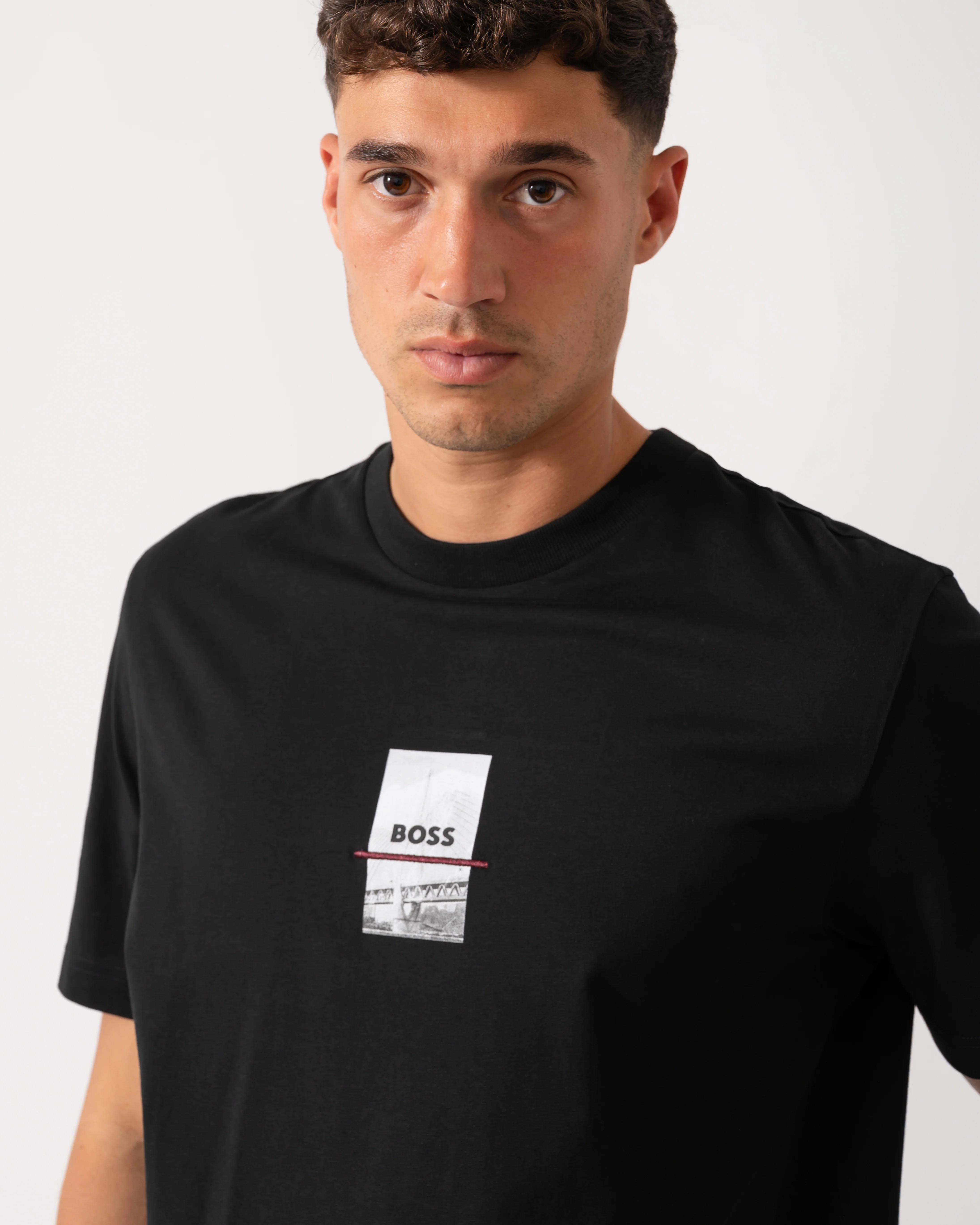 BOSS Green Tee Photoprint Mens T-Shirt - Black 001 - Image 3
