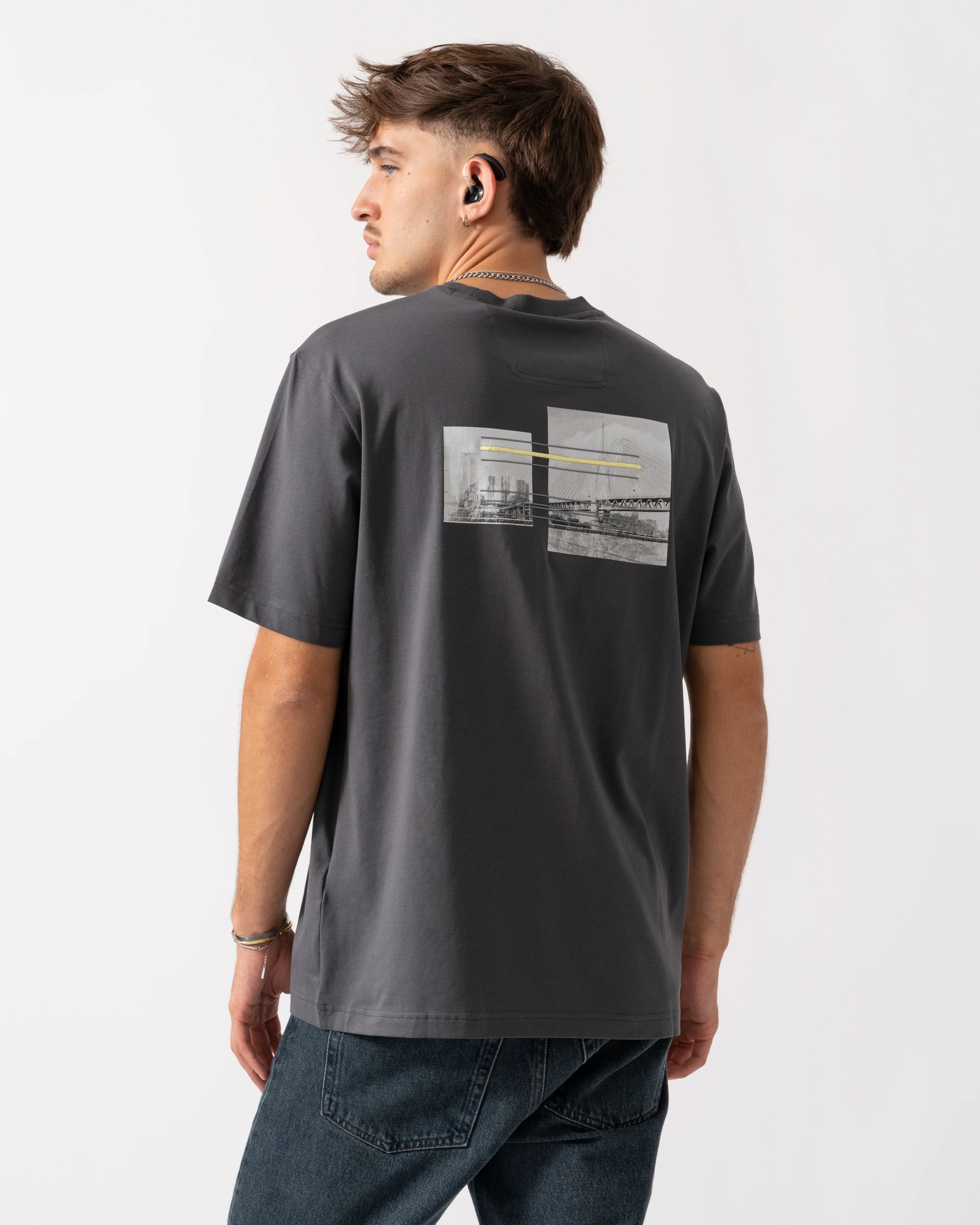 BOSS Green Tee Photoprint Mens T-Shirt - Dark Grey 027 - Image 2