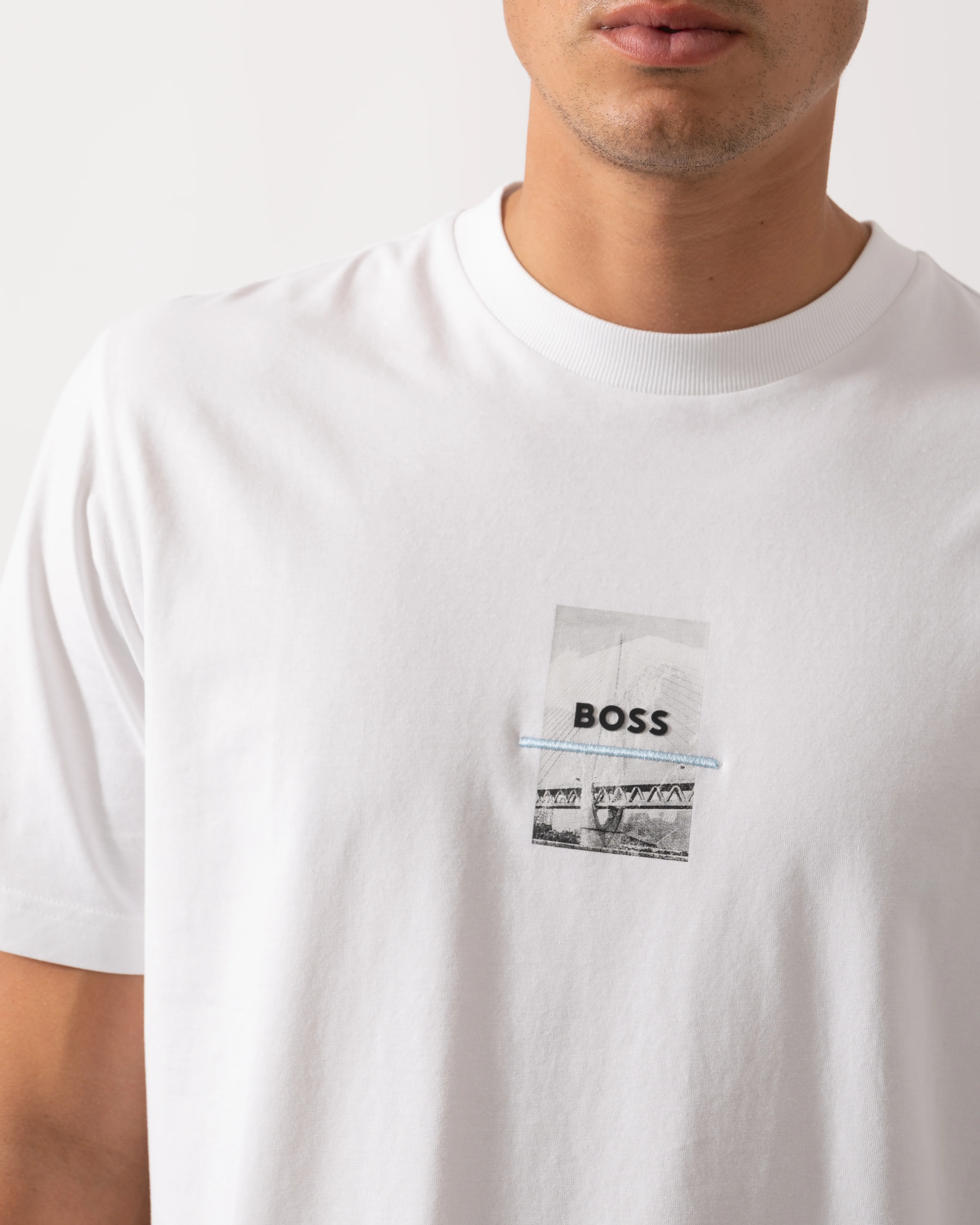 BOSS Green Tee Photoprint Mens T-Shirt - White 100 - Image 4