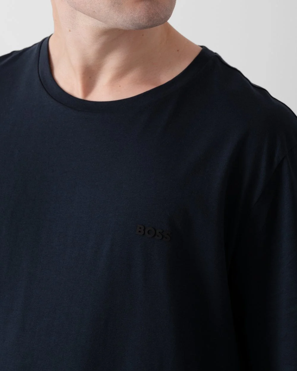 BOSS Green Tee Pima Mens Logo T-Shirt - Dark Blue 402 - Image 2