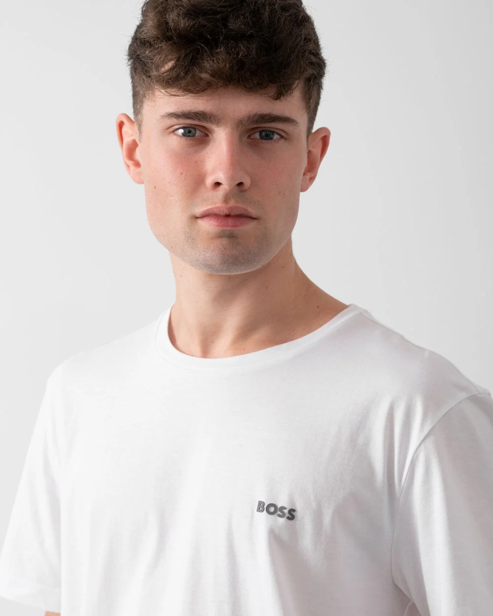 BOSS Green Tee Pima Mens Logo T-Shirt - White 100 - Image 2