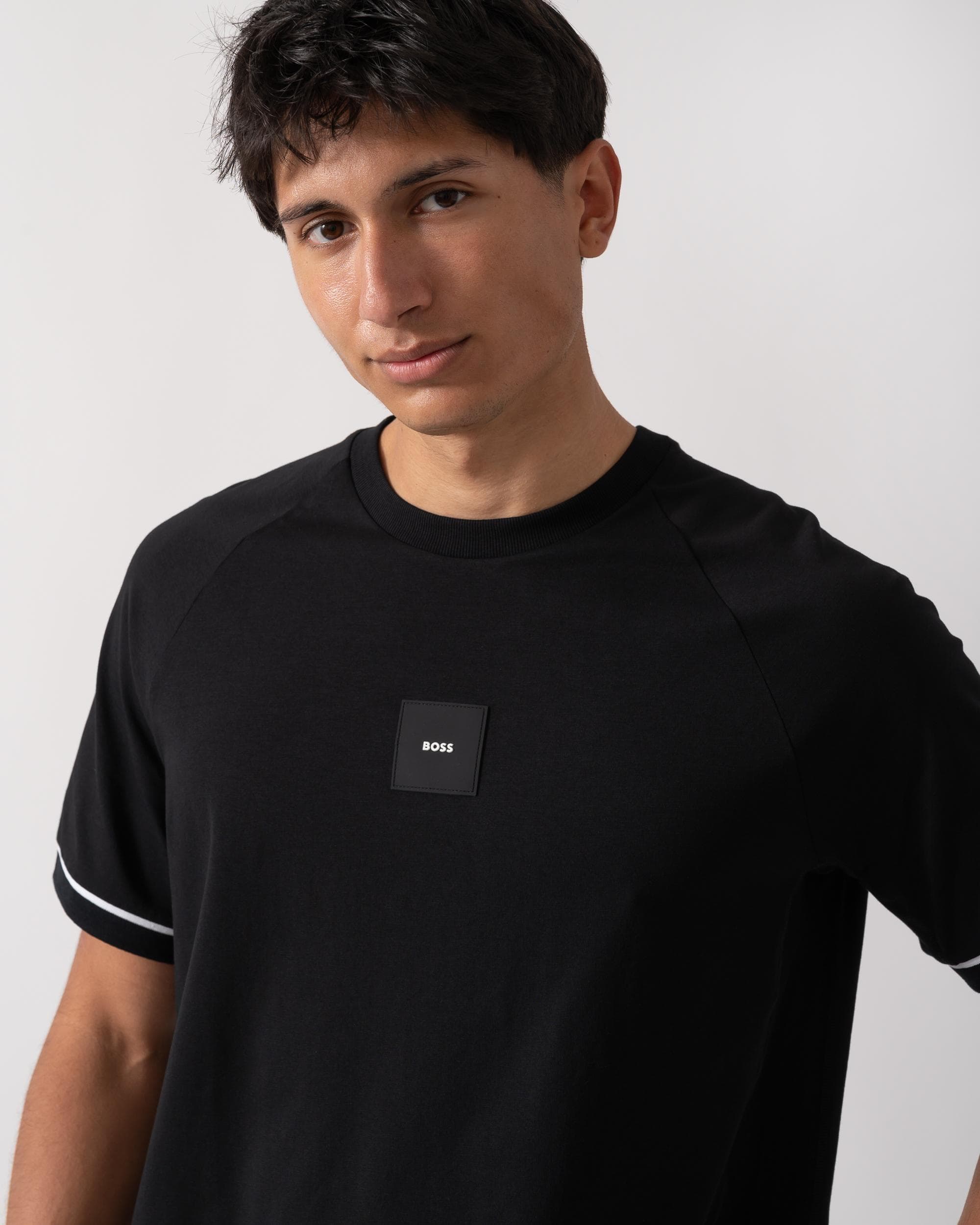 BOSS Green Tee Rib AC Mens T-Shirts - Black 001 - Image 2