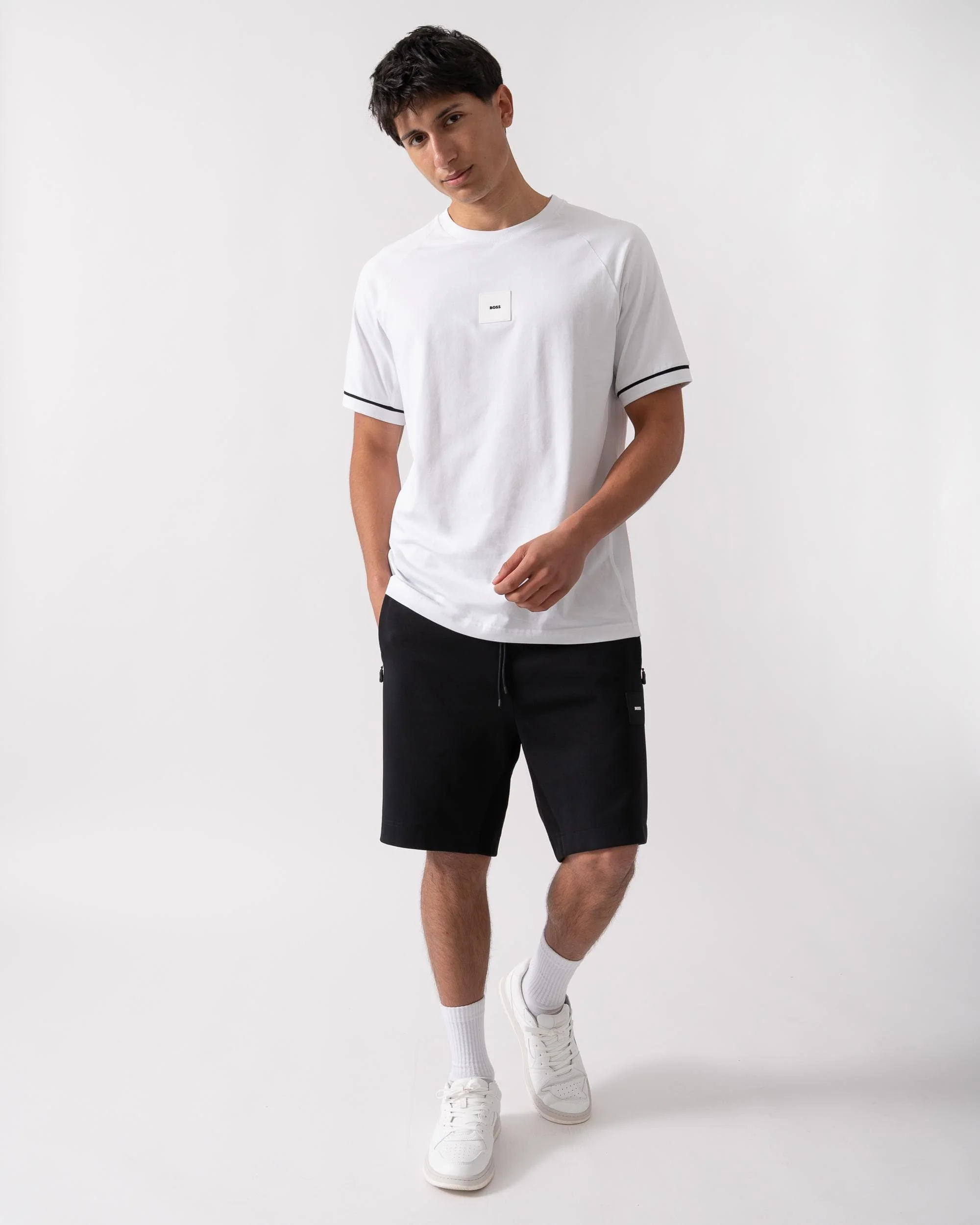 BOSS Green Tee Rib AC Mens T-Shirts - White 100 - Image 3