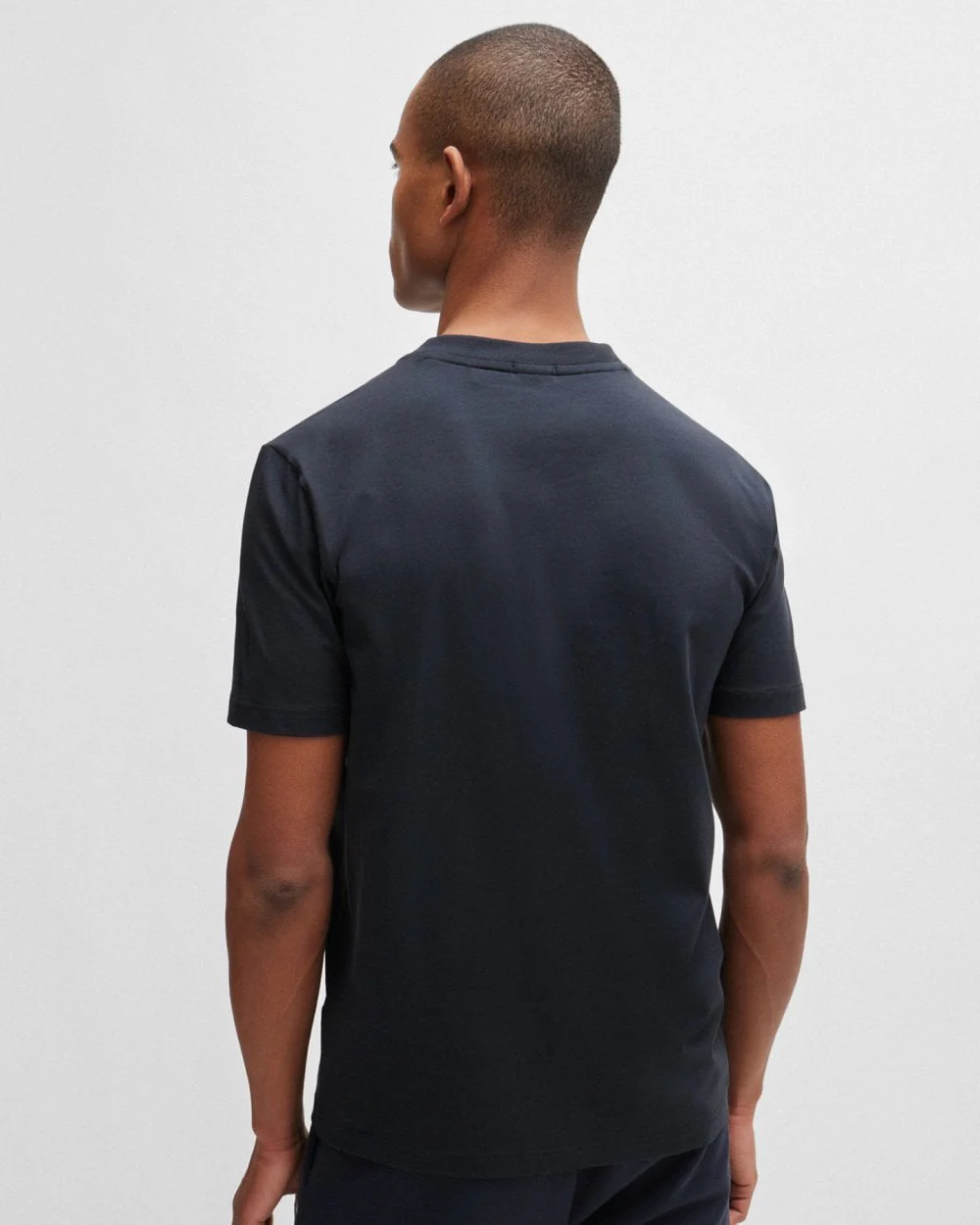 BOSS Green Tee V Mens Stretch Cotton V-Neck T-Shirt - Dark Blue 402 - Image 4