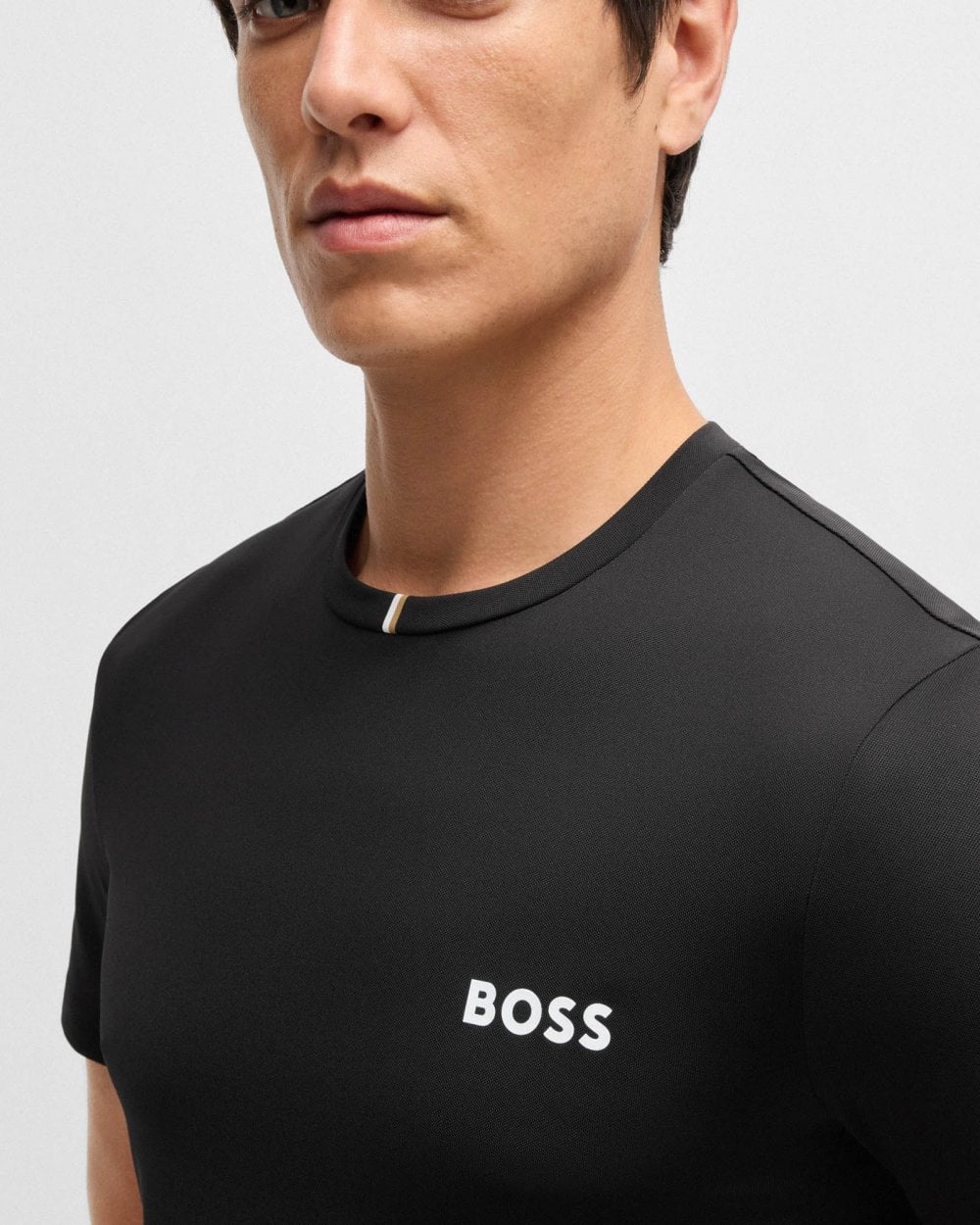 BOSS Green x Matteo Berrettini Mens Active T-Shirt in Moisture-Wicking Piqué - Black 001 - Image 2