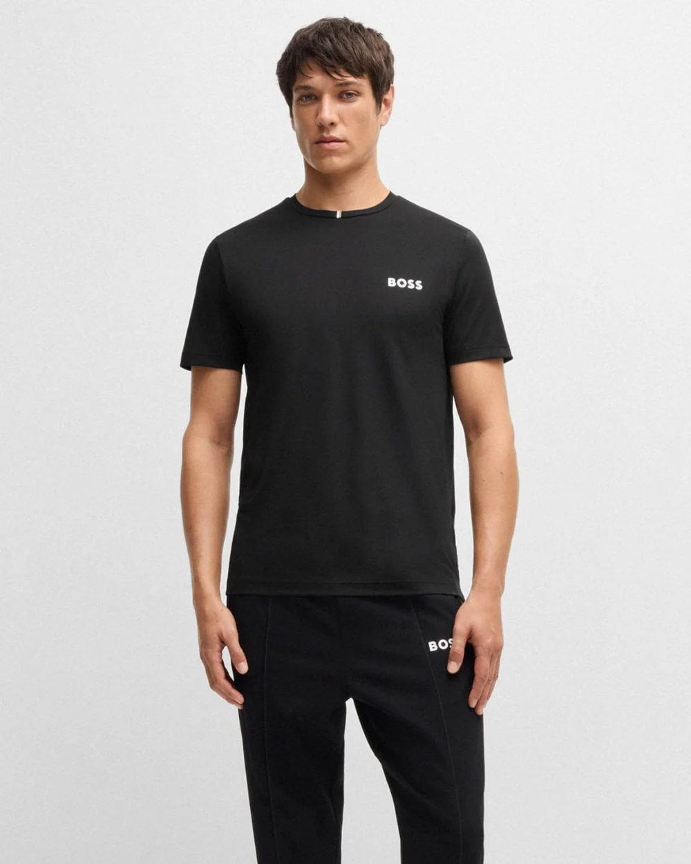 BOSS Green x Matteo Berrettini Mens Active T-Shirt in Moisture-Wicking Piqué - Black 001 - Image 3