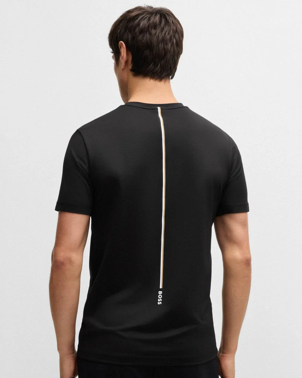 BOSS Green x Matteo Berrettini Mens Active T-Shirt in Moisture-Wicking Piqué - Black 001 - Image 4