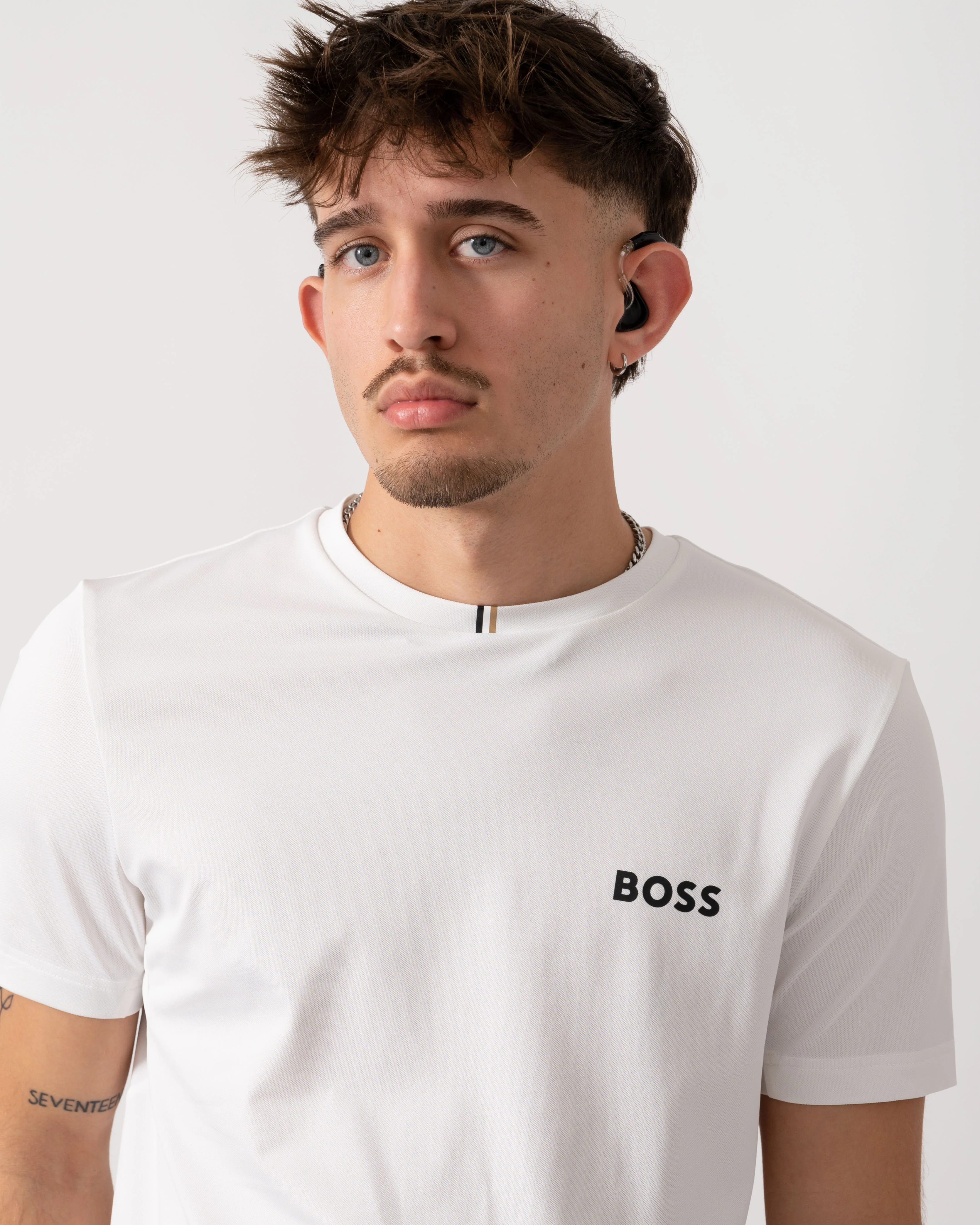 BOSS Green x Matteo Berrettini T-Shirt with Moisture-Wicking Piqué - White 100 - Image 3
