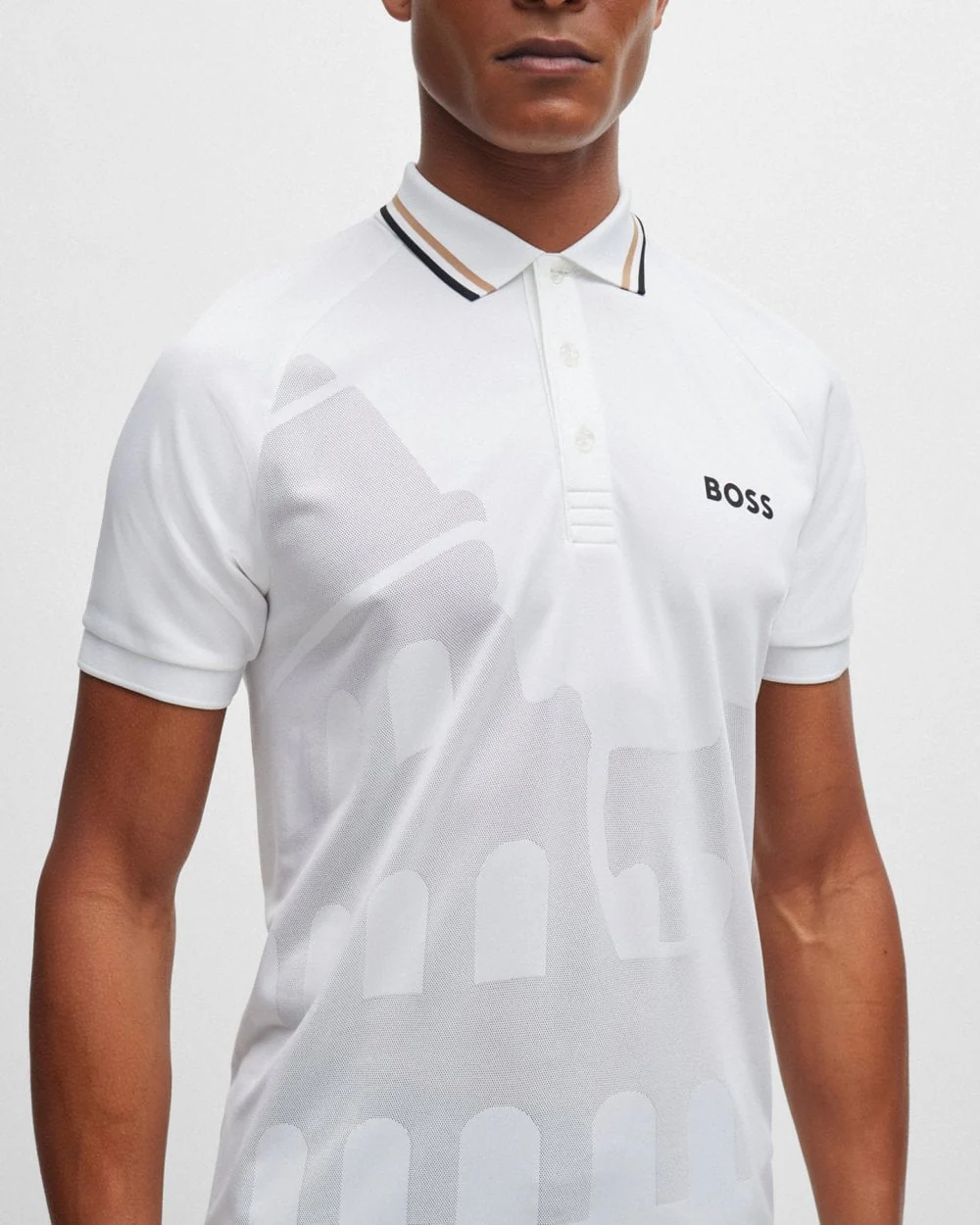 BOSS Green x Matteo Berrettini Mens Engineered Jacquard Short Sleeve Polo Shirt - Image 2
