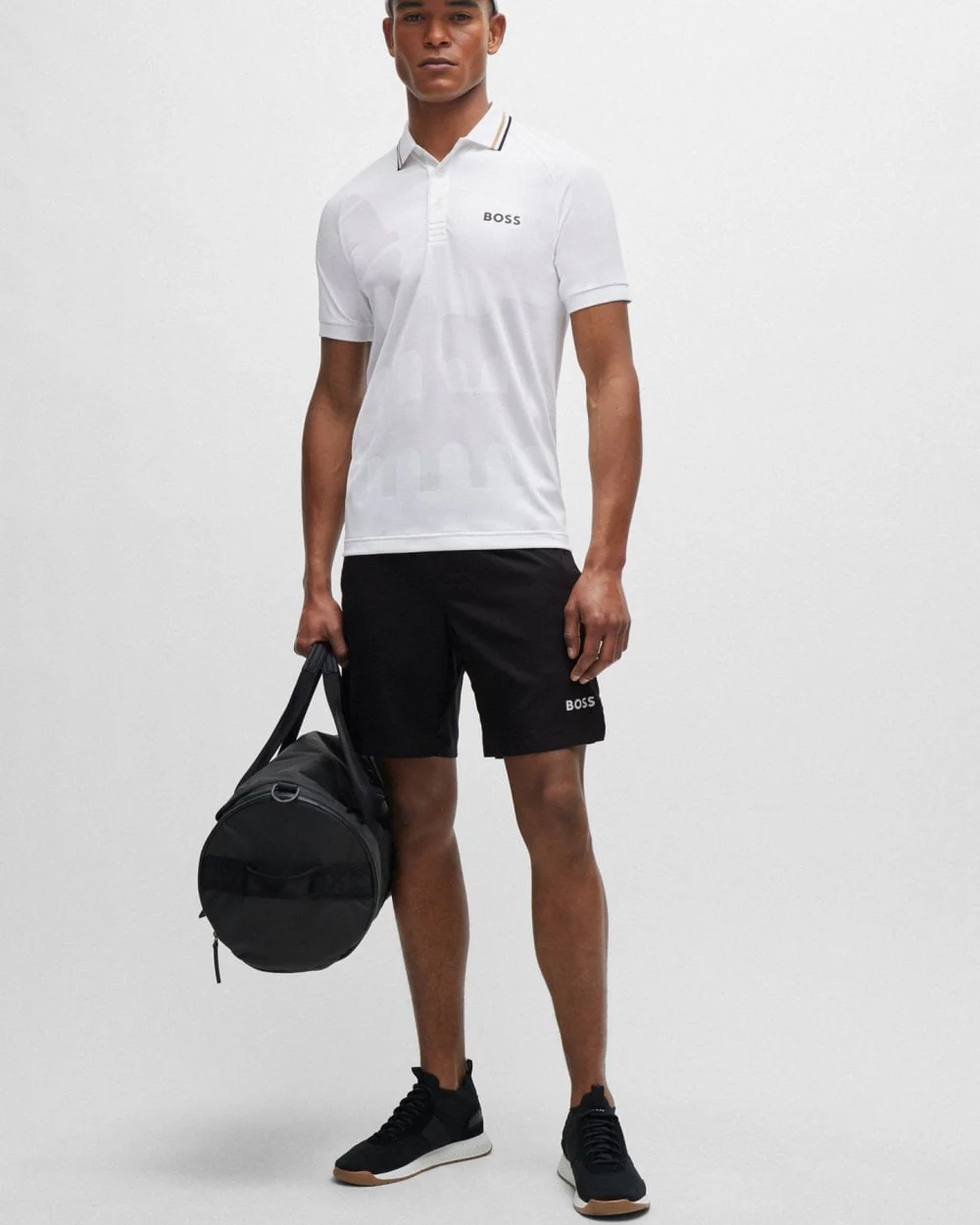 BOSS Green x Matteo Berrettini Mens Engineered Jacquard Short Sleeve Polo Shirt - Image 3