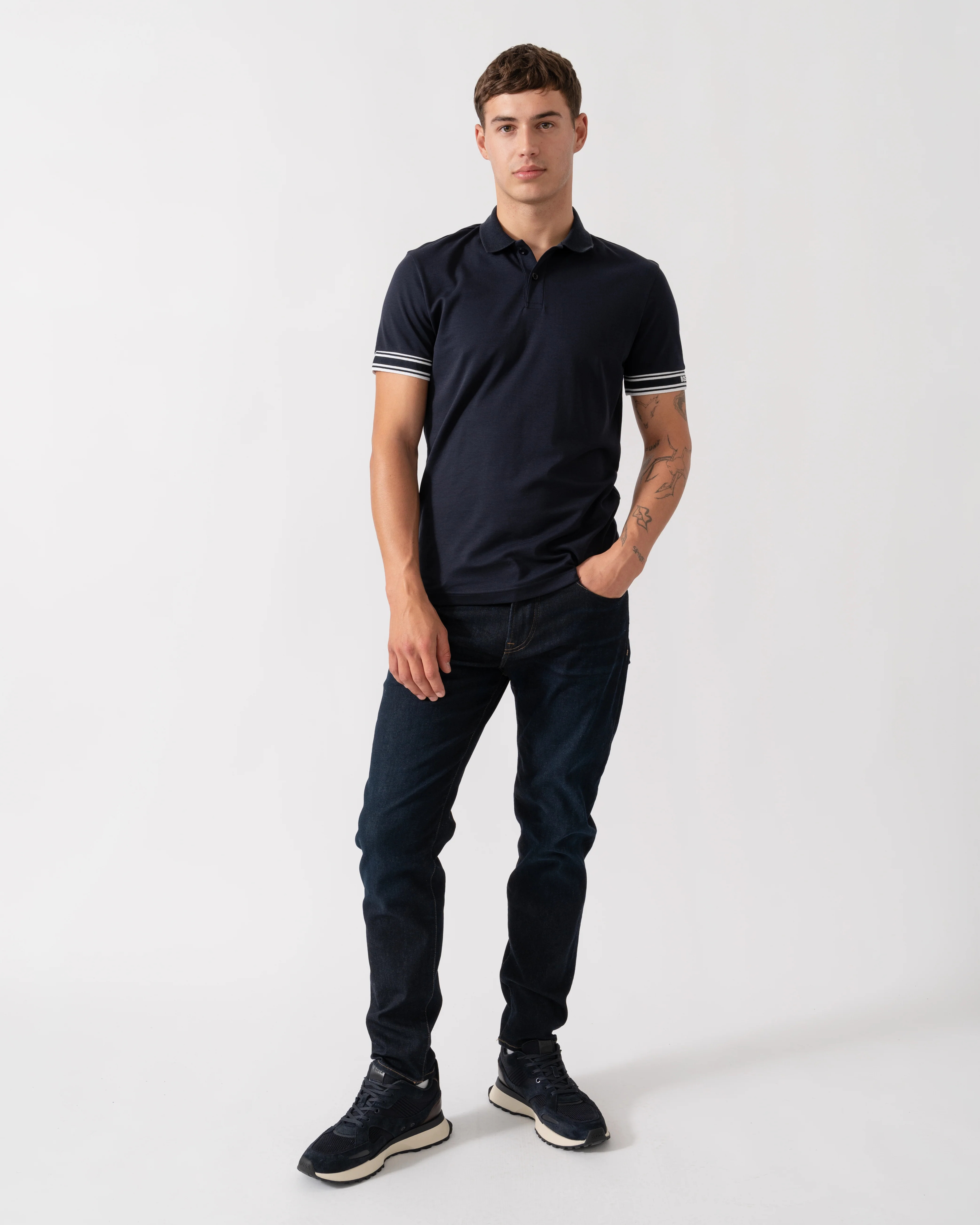 BOSS Green Zone Mens Polo Shirt - Dark Blue 403 - Image 2