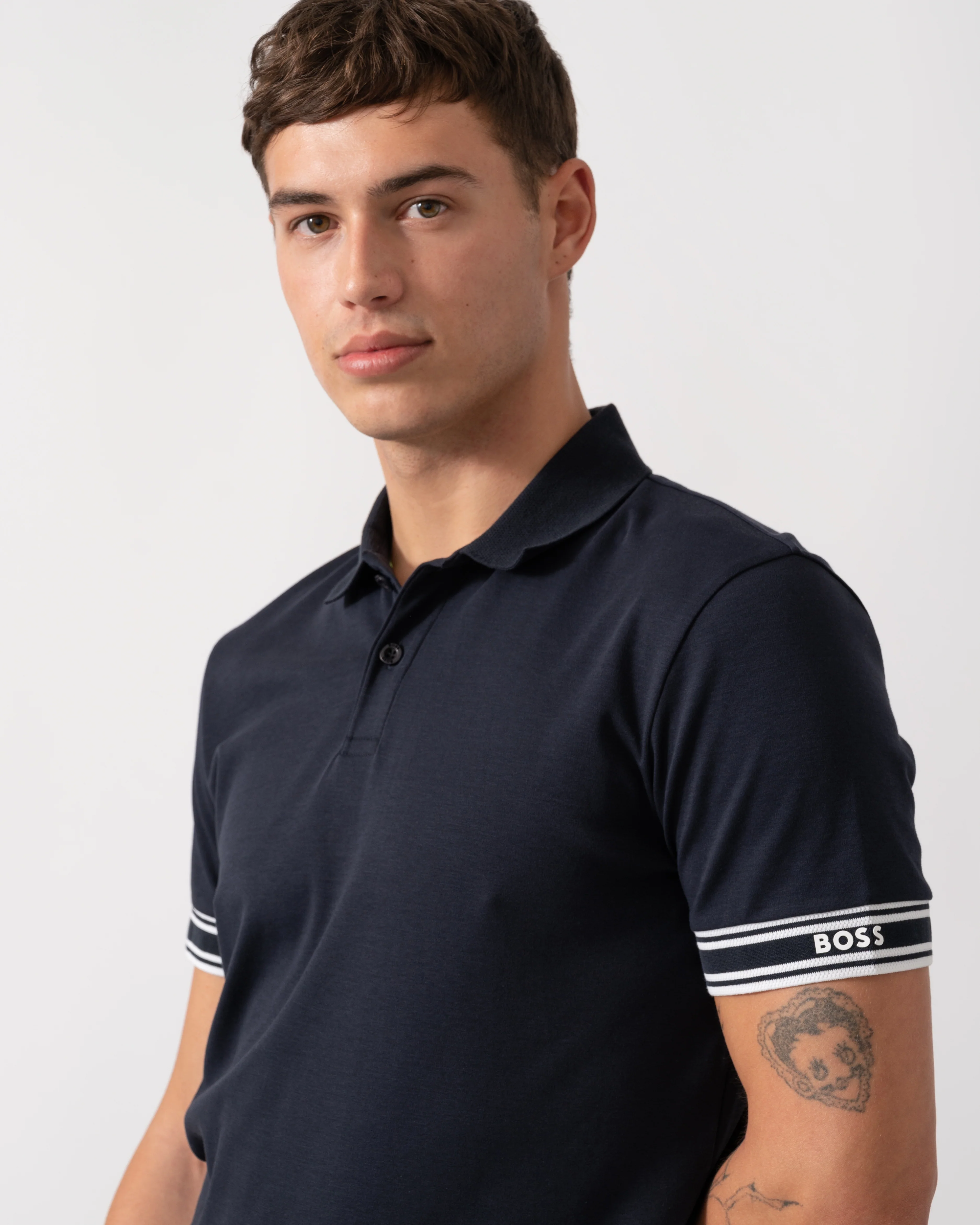 BOSS Green Zone Mens Polo Shirt - Dark Blue 403 - Image 3