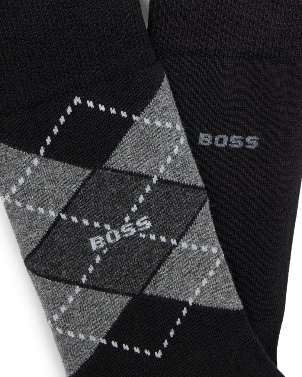 BOSS Orange 2 Pack Mens Combed Cotton Argyle Socks - Black 001 - Image 3