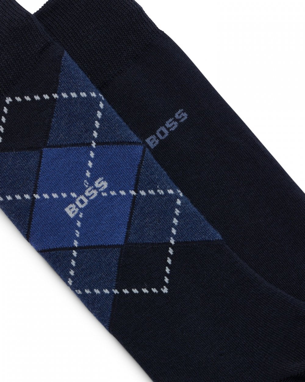 BOSS Orange 2-Pack Mens Regular Length Combed Cotton Argyle Socks - Image 2