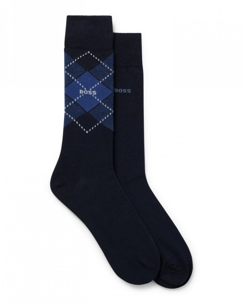 BOSS Orange 2-Pack Mens Regular Length Combed Cotton Argyle Socks - Image 3