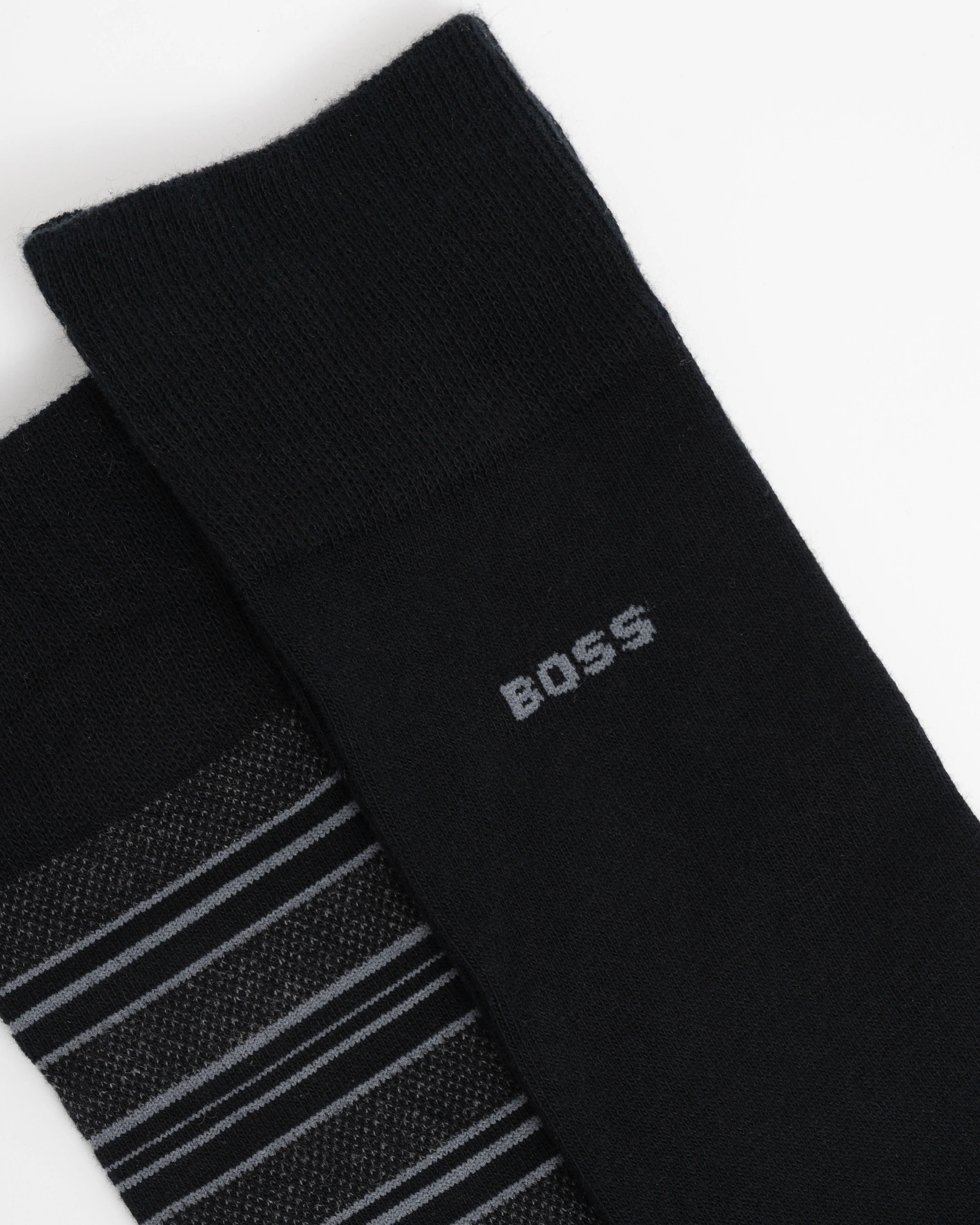 BOSS Orange 2-Pack Mens Striped Socks - Black 001 - Image 3