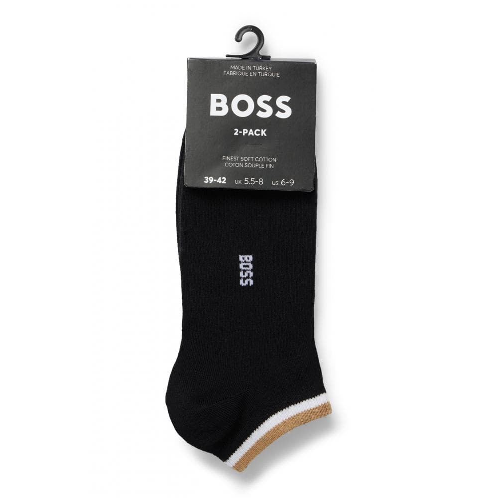 BOSS Orange 2 Pack Uni Stripe Mens Trainer Socks NOS - Black 001 - Image 2