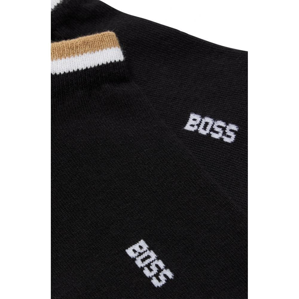 BOSS Orange 2 Pack Uni Stripe Mens Trainer Socks NOS - Black 001 - Image 3