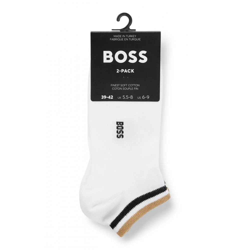 BOSS Orange 2 Pack Uni Stripe Mens Trainer Socks NOS - White 100 - Image 2