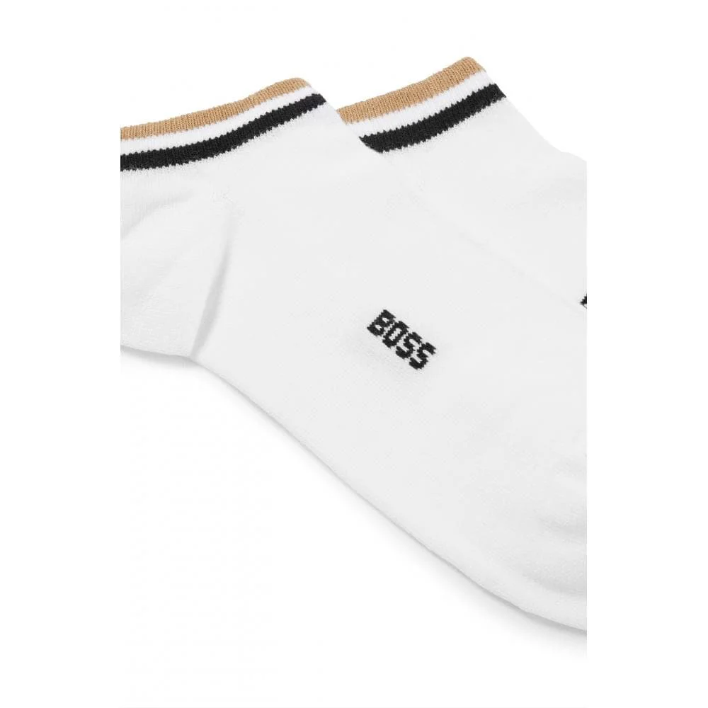 BOSS Orange 2 Pack Uni Stripe Mens Trainer Socks NOS - White 100 - Image 3