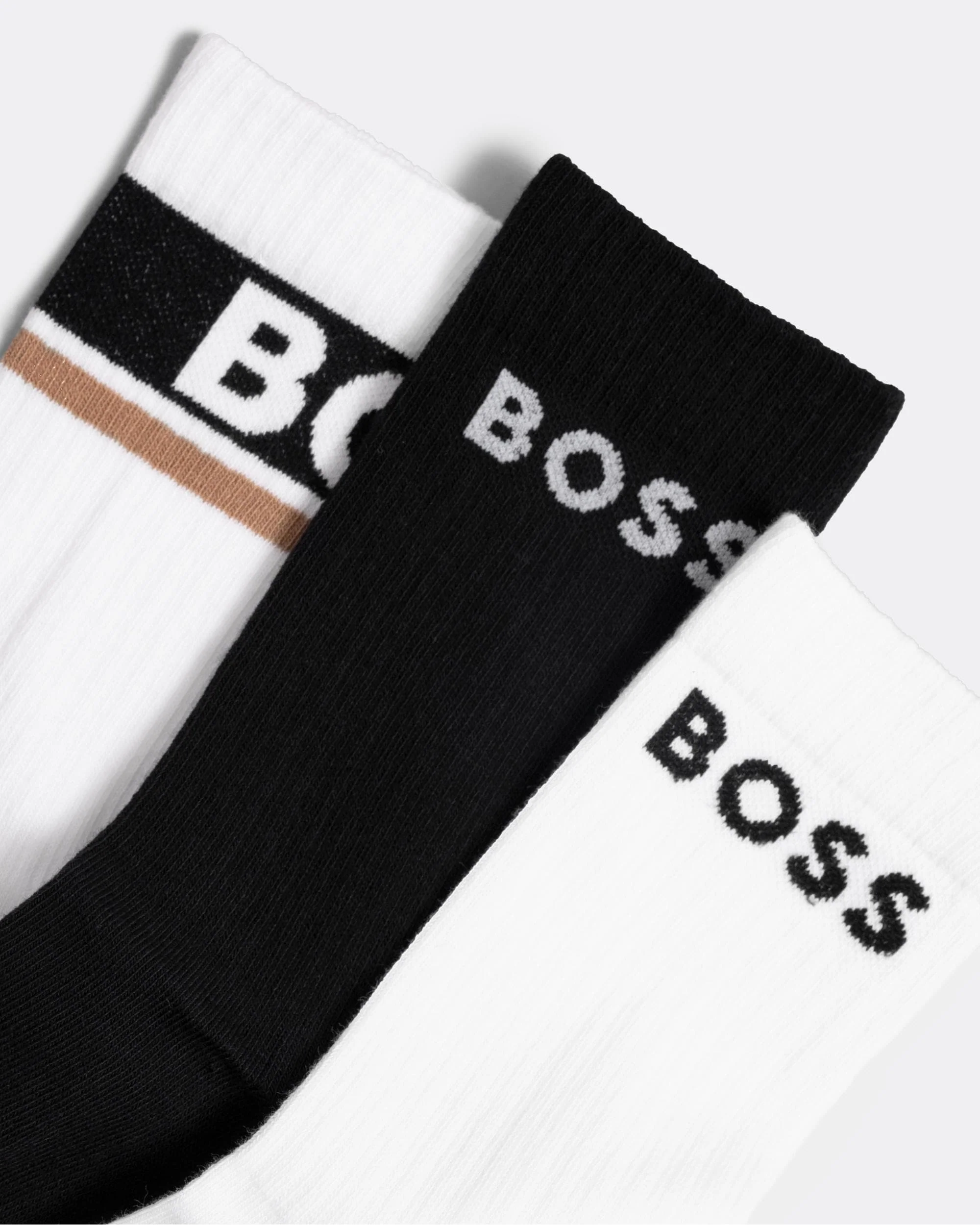 BOSS Orange 3-Pack Mens Quarter Length Combed Cotton Logo Socks - Image 2
