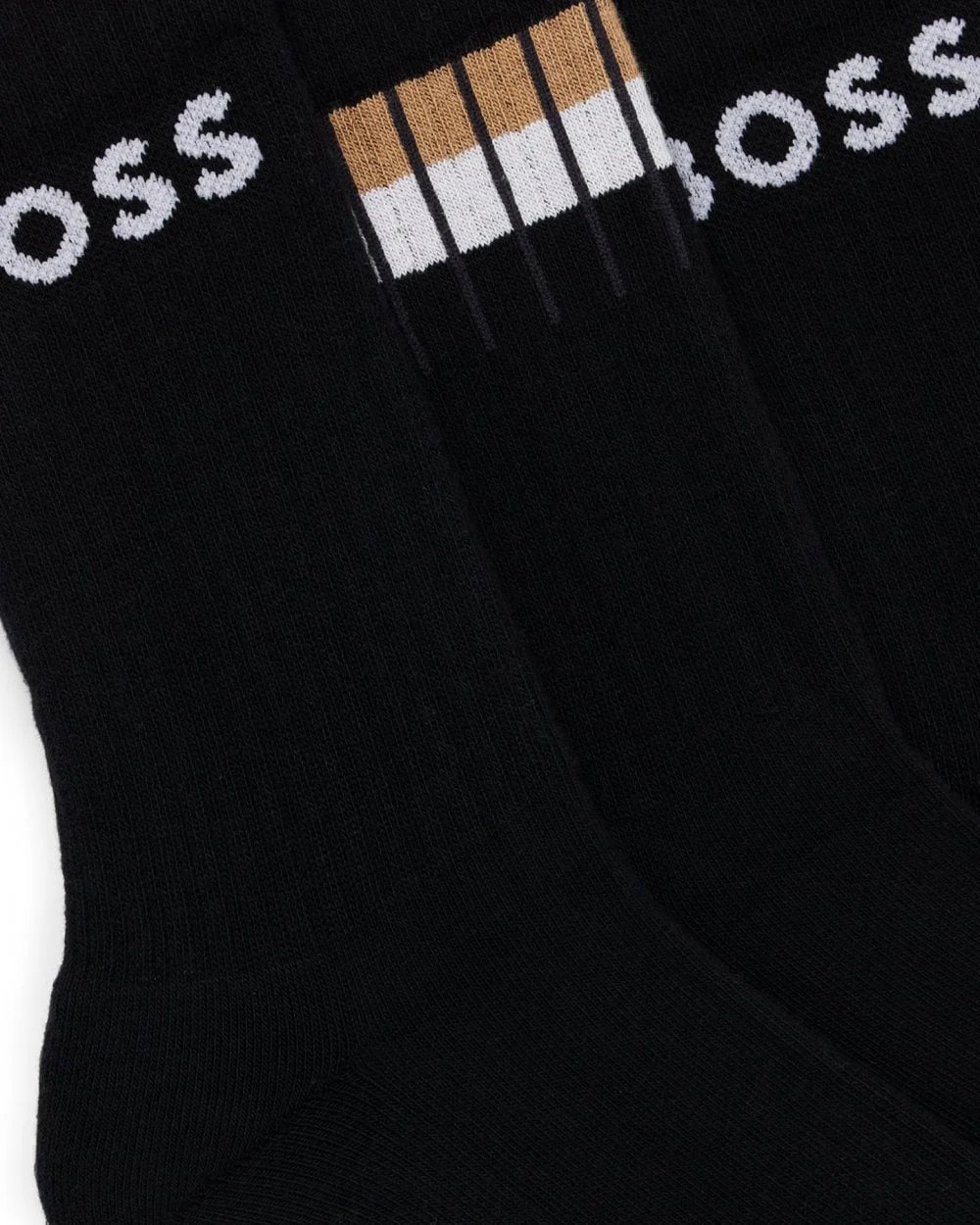 BOSS Orange 3-Pack Mens Quarter Length Rib Stripe Combed Cotton Socks - Image 3