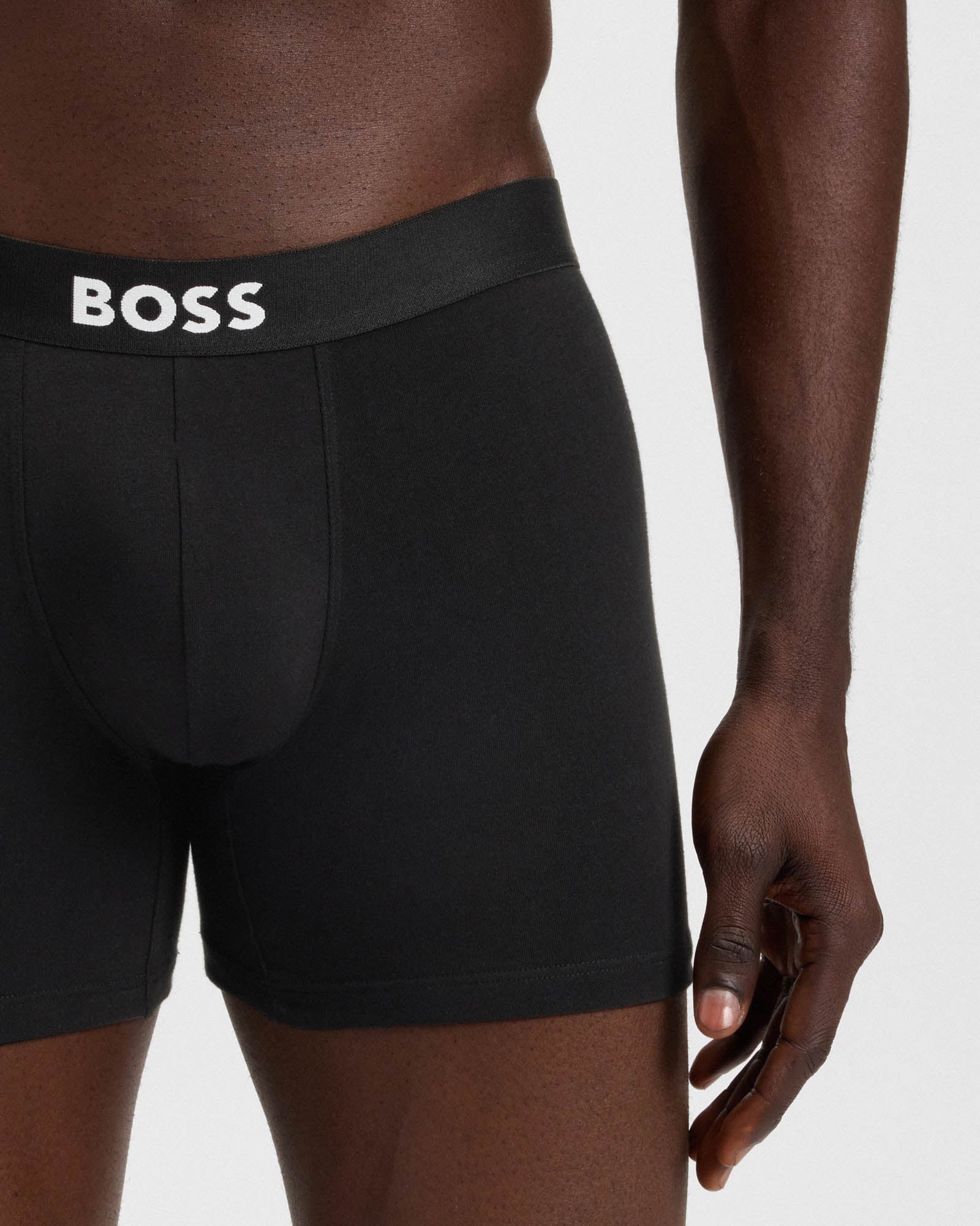 BOSS Orange 3-Pack Mens Stretch Cotton Boxer Briefs - Black 001 - Image 5