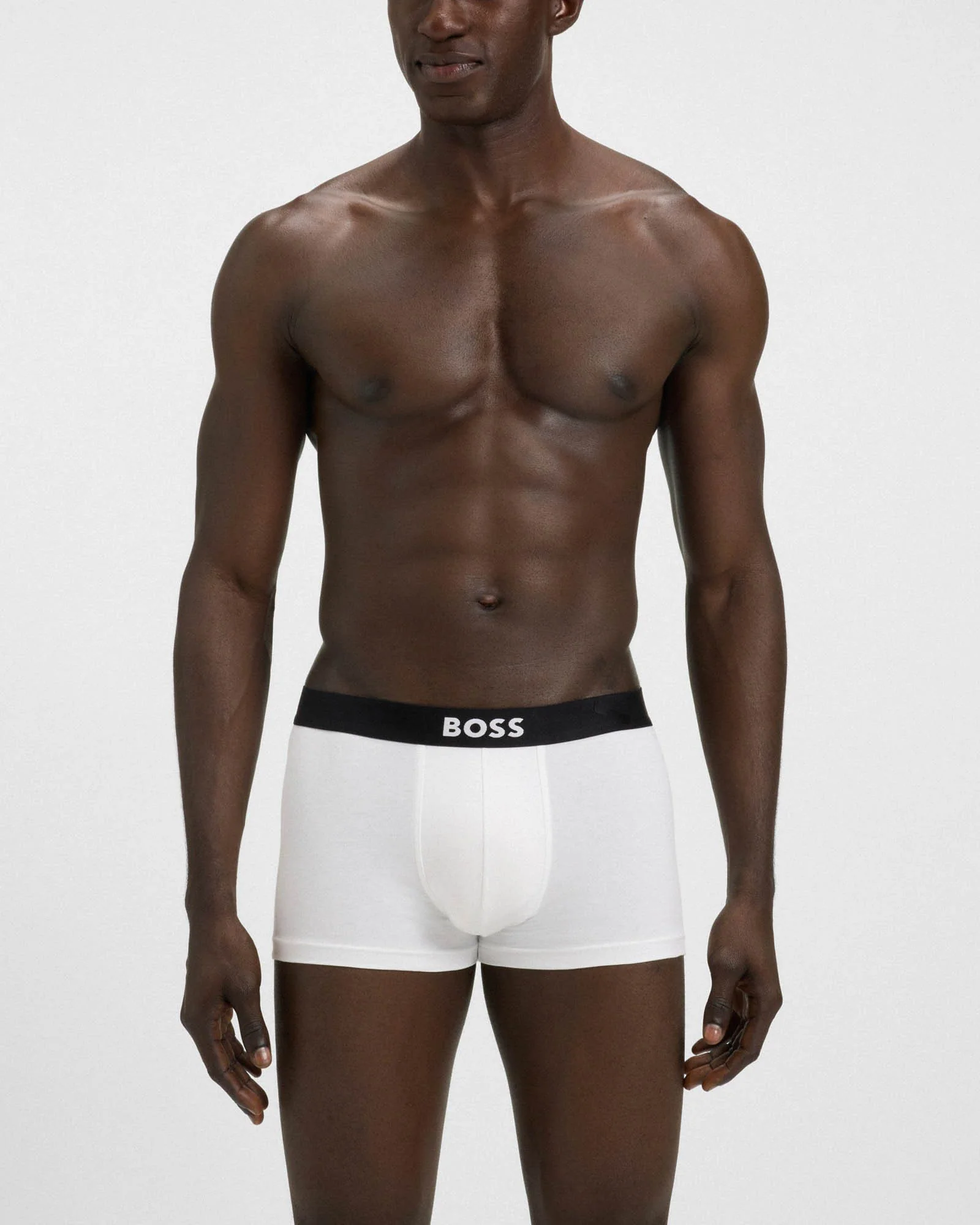 BOSS Orange 3-Pack Mens Stretch-Cotton Trunks with Logo Waistbands - White/Grey/Black 999 - Image 2