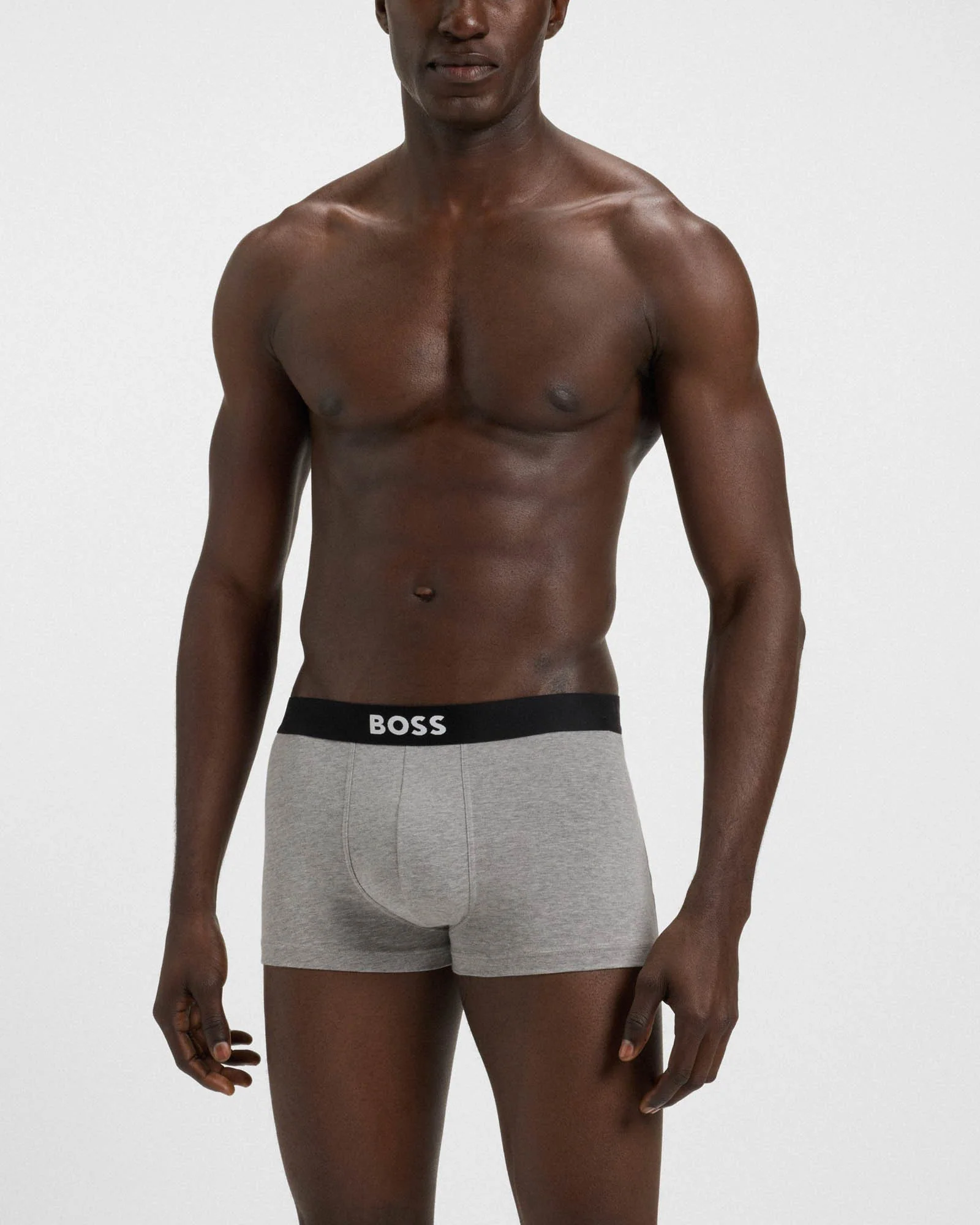 BOSS Orange 3-Pack Mens Stretch-Cotton Trunks with Logo Waistbands - White/Grey/Black 999 - Image 3