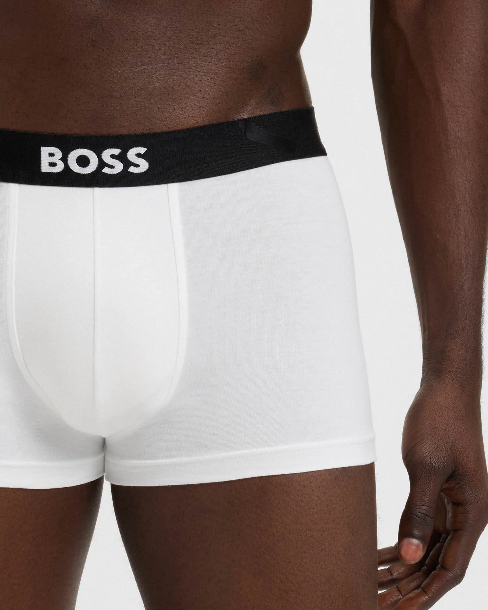 BOSS Orange 3-Pack Mens Stretch-Cotton Trunks with Logo Waistbands - White/Grey/Black 999 - Image 5