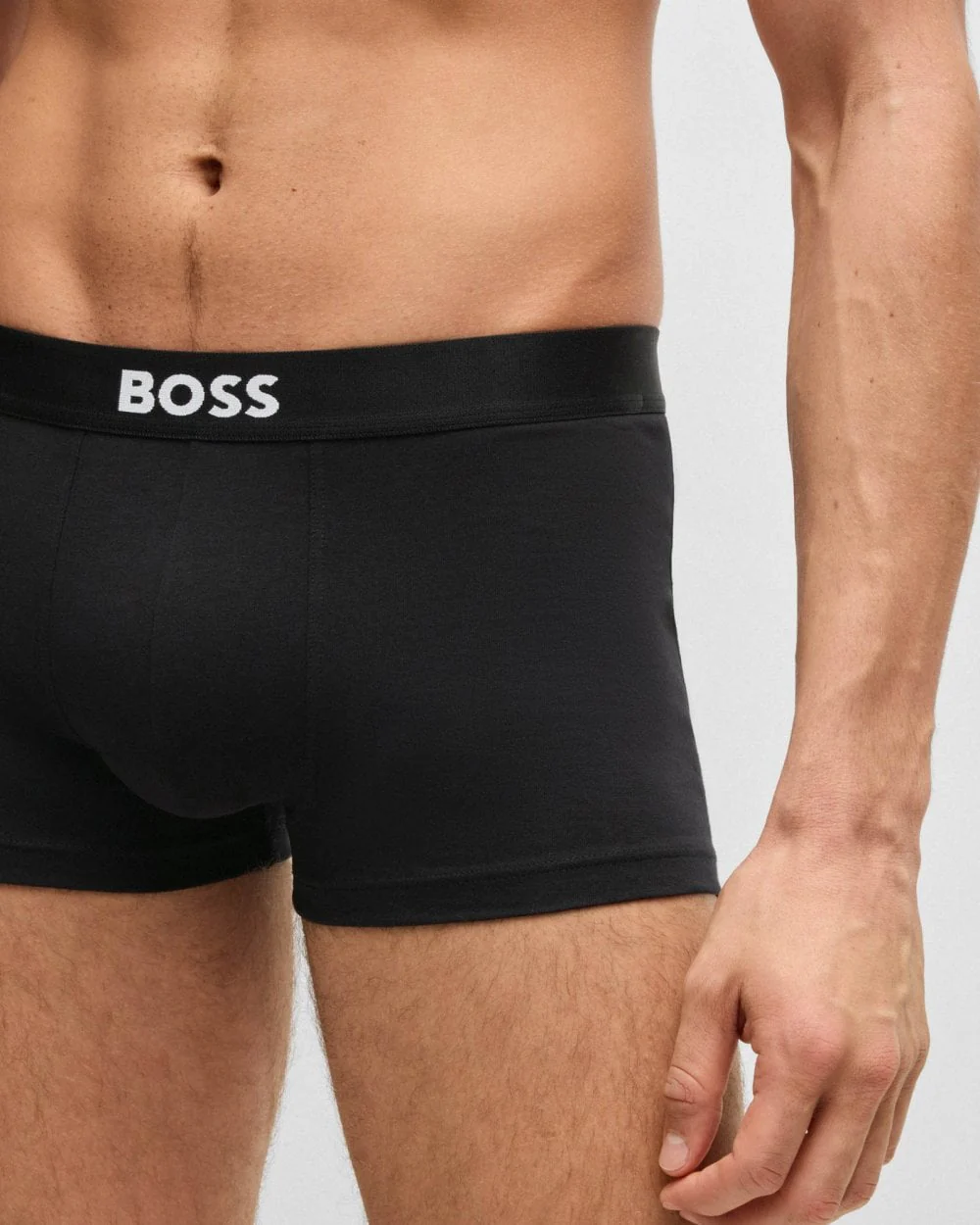 BOSS Orange 3-Pack Mens Stretch-Cotton Trunks with Logo Waistbands - Black 001 - Image 4