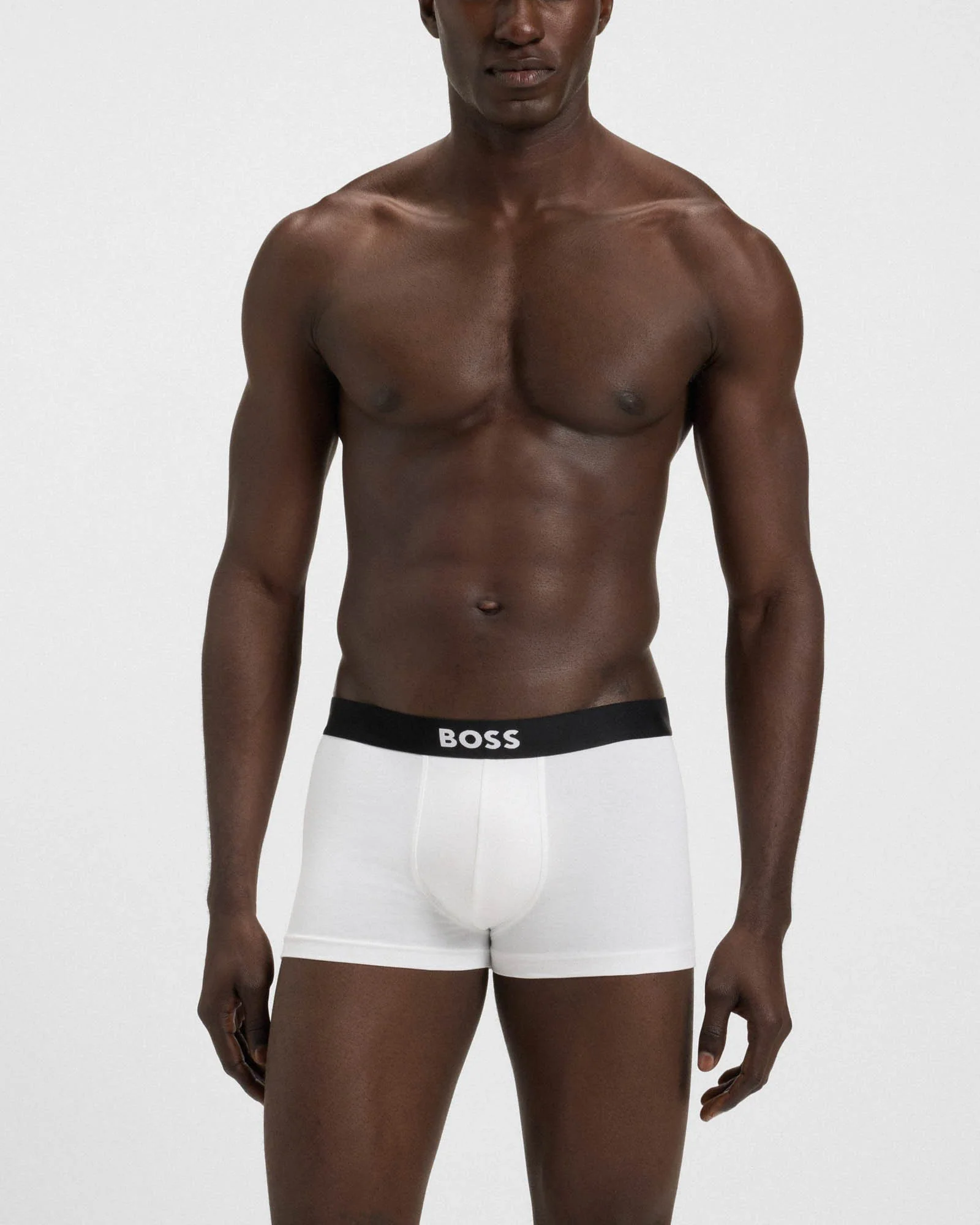 BOSS Orange 3-Pack Mens Stretch-Cotton Trunks with Logo Waistbands - White 100 - Image 5