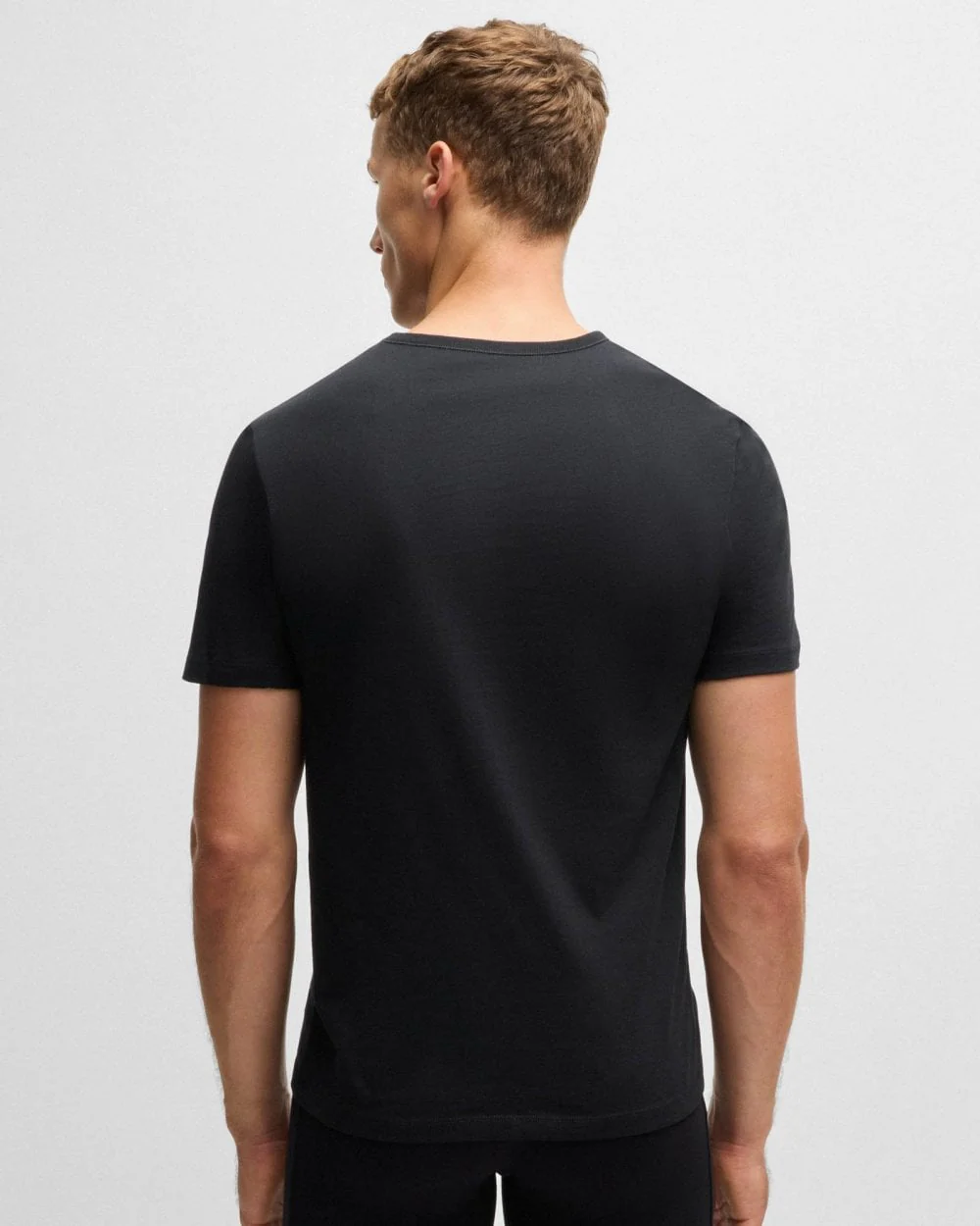 BOSS Orange 3-Pack Mens V-Neck Underwear T-Shirts in Cotton Jersey - Black/Grey/Blue 497 - Image 5