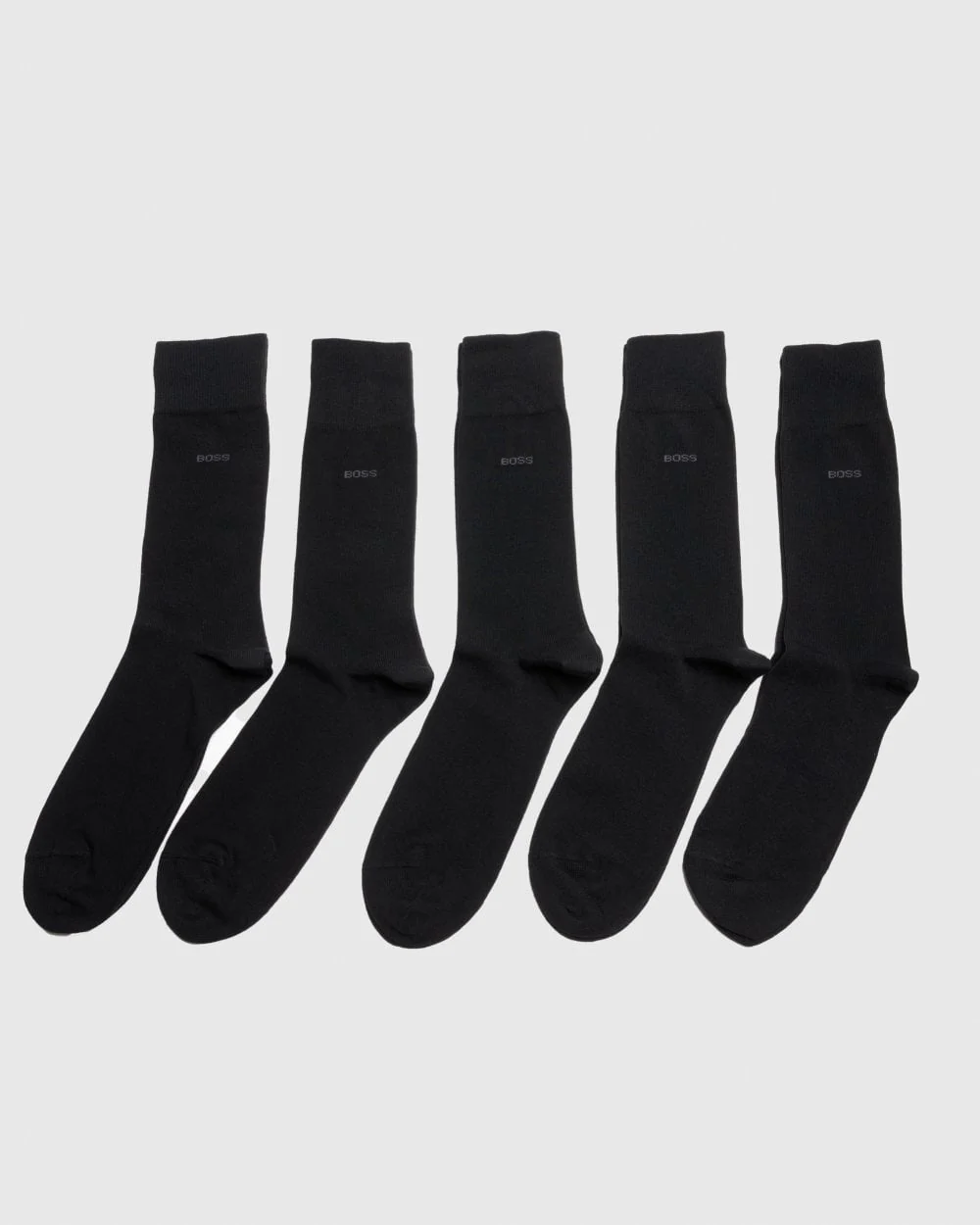 BOSS Orange 5 Pack Regular Length Uni Color Mens Combed Cotton Socks - Black 001 - Image 3