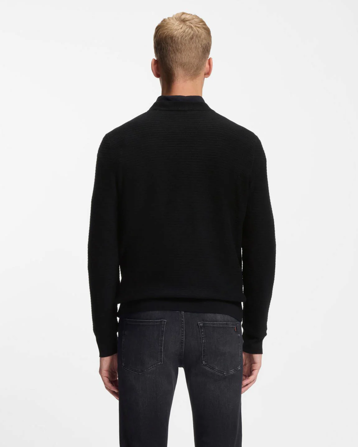 BOSS Orange Anion S Mens Crew Neck Jumper - Black 001 - Image 4