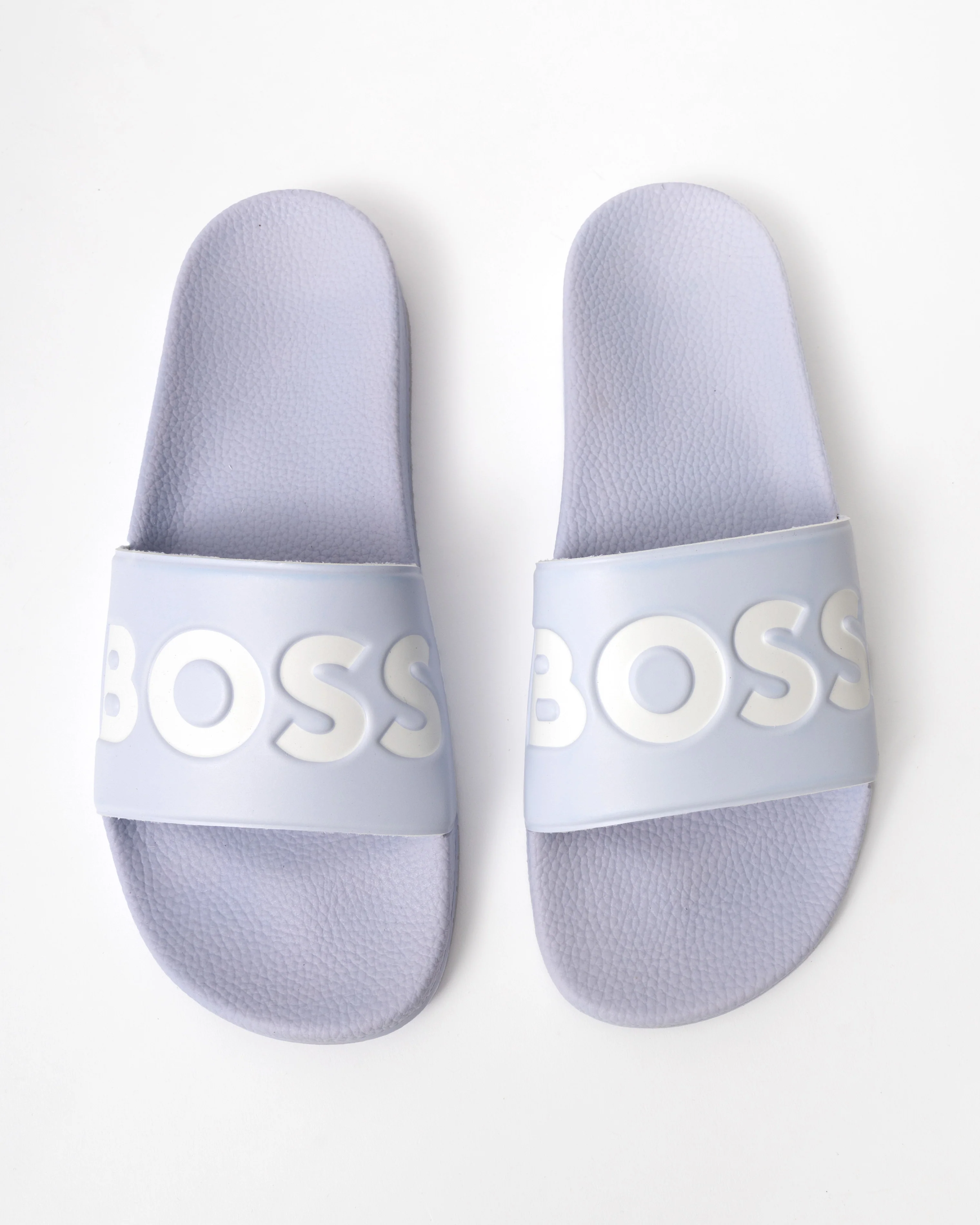 BOSS Orange Aryeh Italian Made Slides With Large Logo Detail - Light/Pastel Blue 450 - Image 2