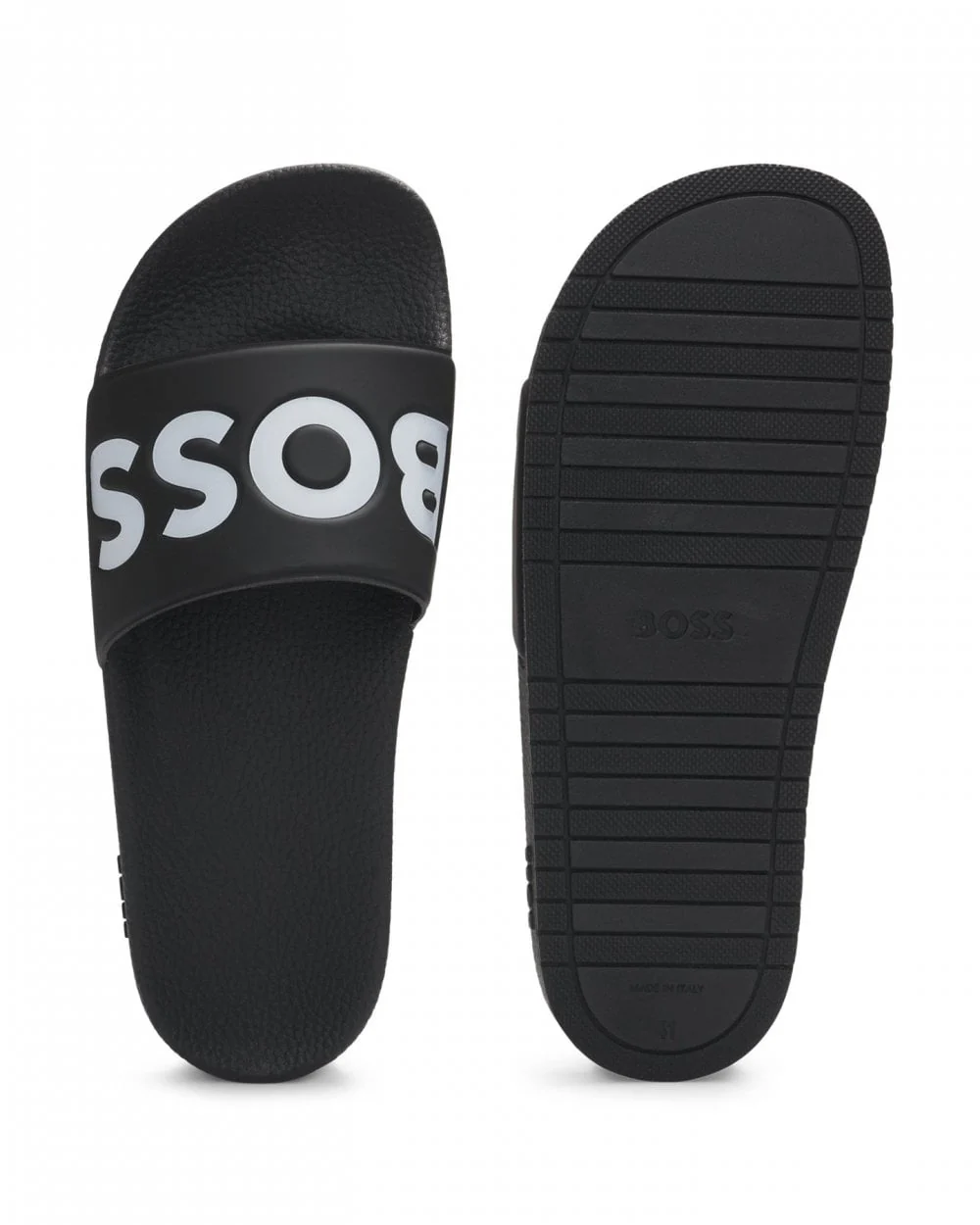 BOSS Orange Aryeh Mens Italian-Made Slides with Large Logo Detail NOS - Black 002 - Image 2